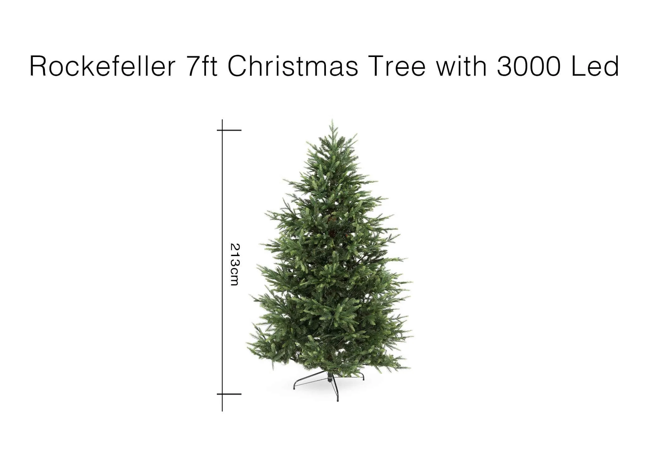 A dimension image of the 7ft Rockefeller Christmas Tree with lights with 213cm (Height)