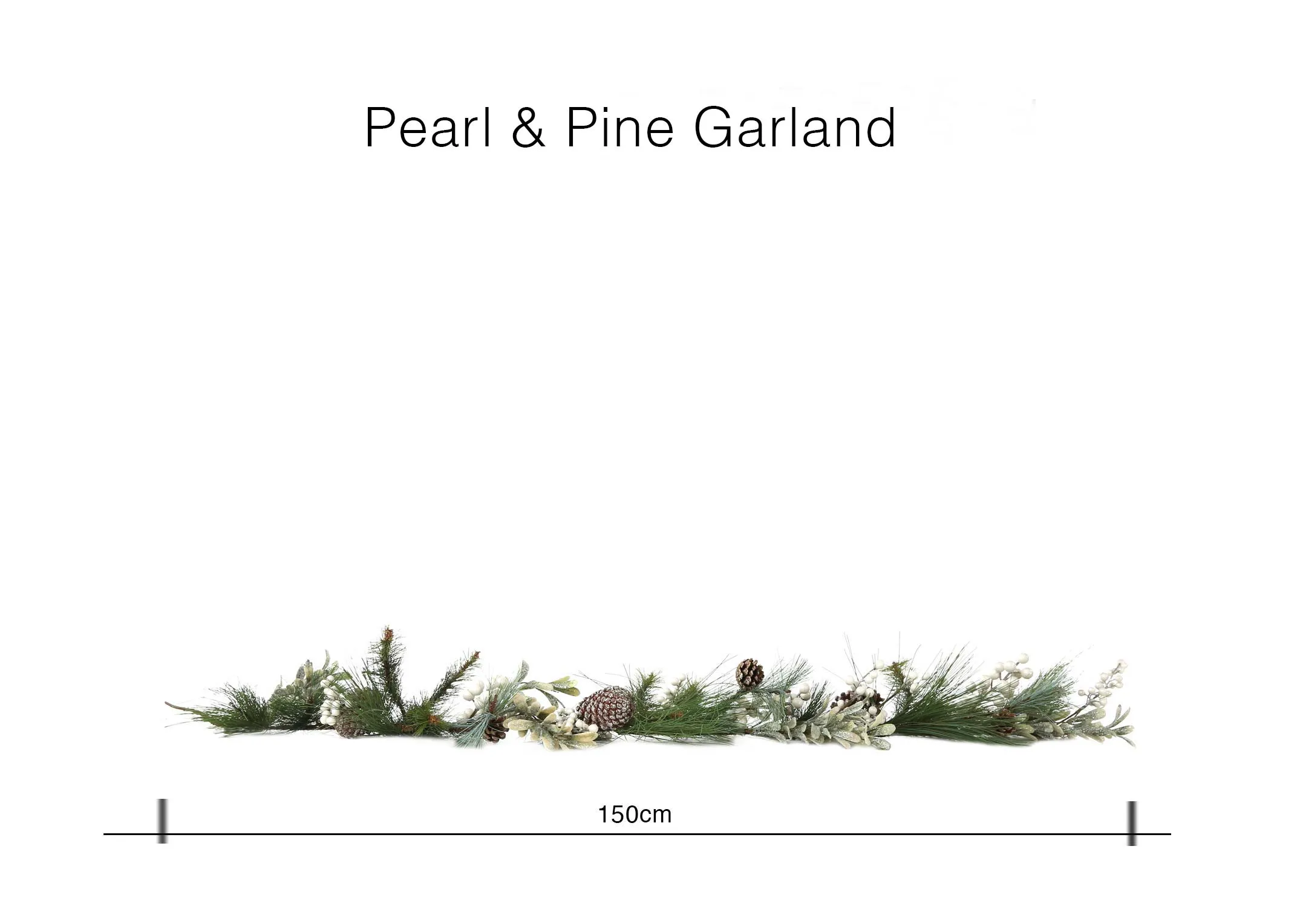 A dimension image of the Pearl & Pine Garland with cm (Width)