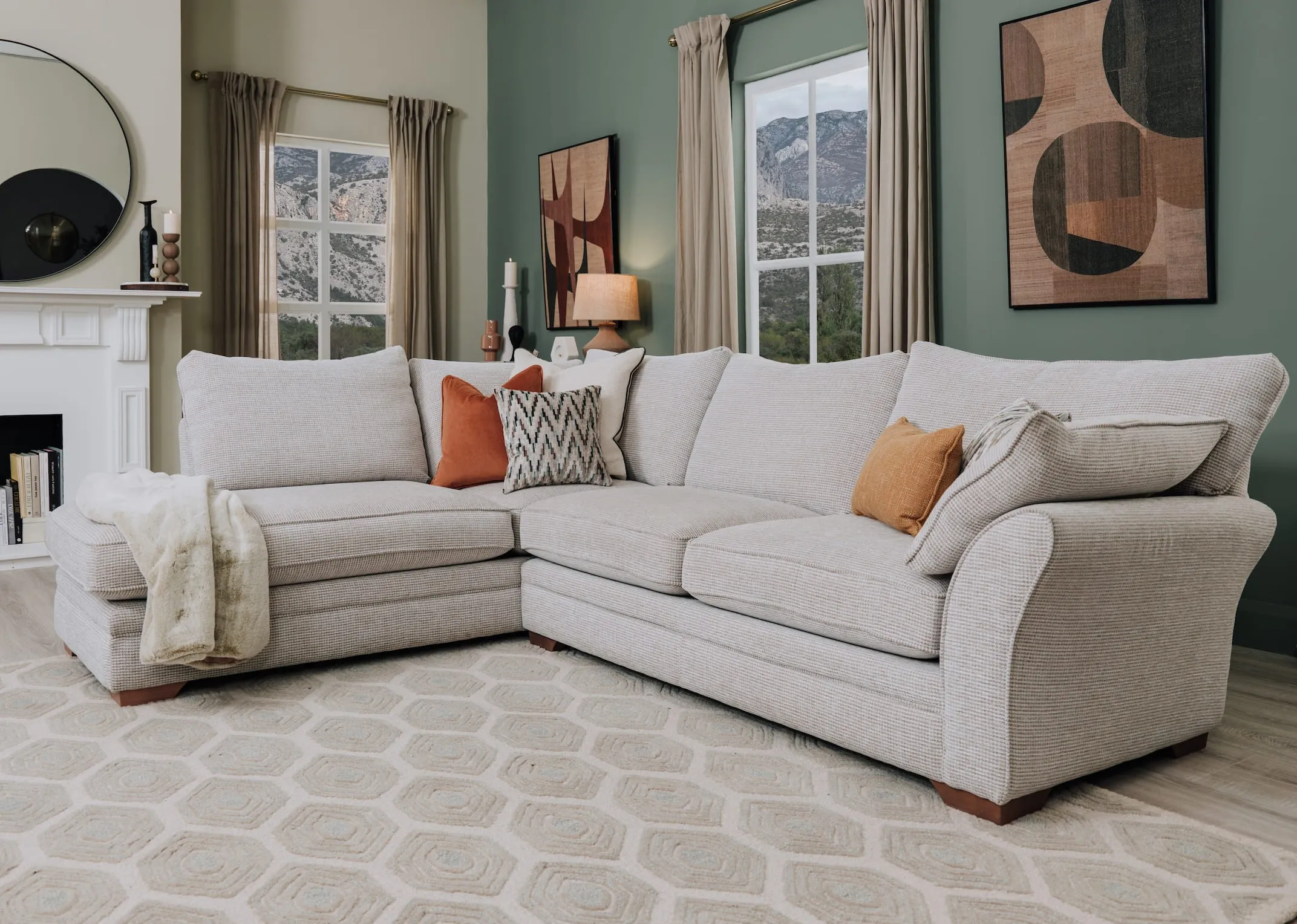 Beige Fabric Accent RAF Corner Chaise - Strata