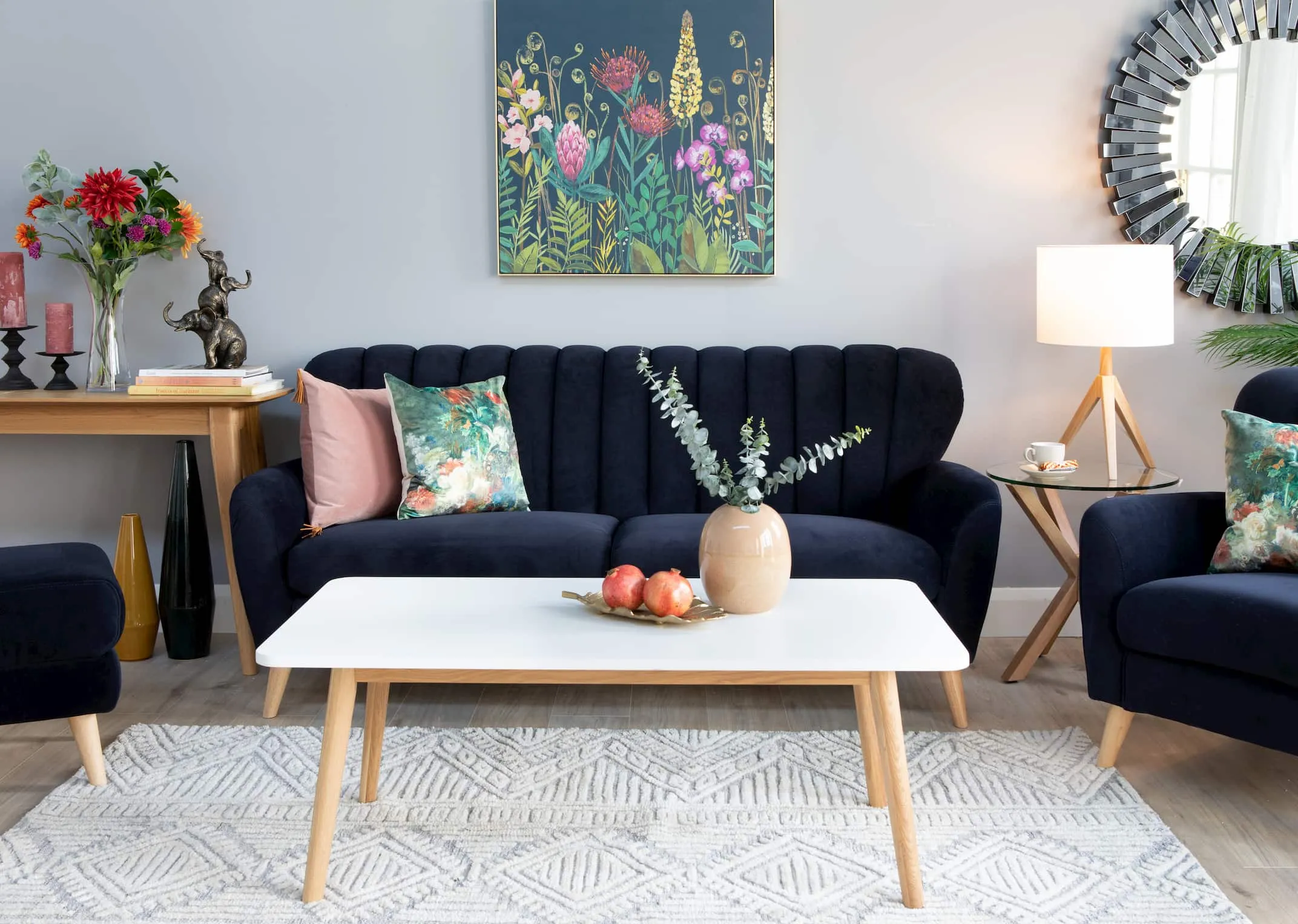 A lifestyle image of the Harper & Tia shoot featuring the vintage flower cushion.