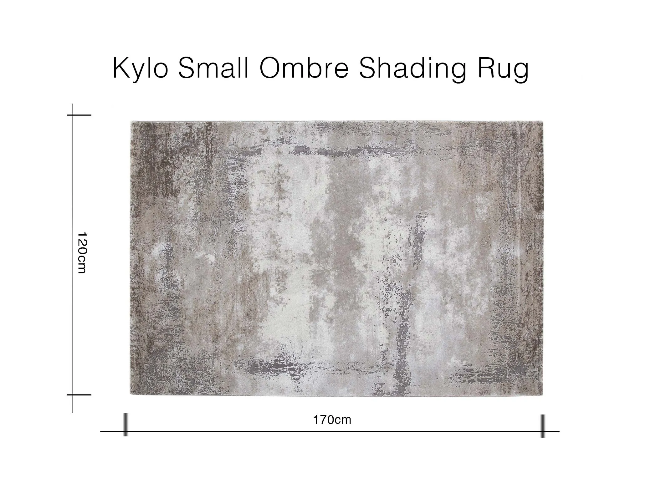 A distressed grey rug with ombre shapes from EZ Livings Kylo range. Closeup window on fabric and texture