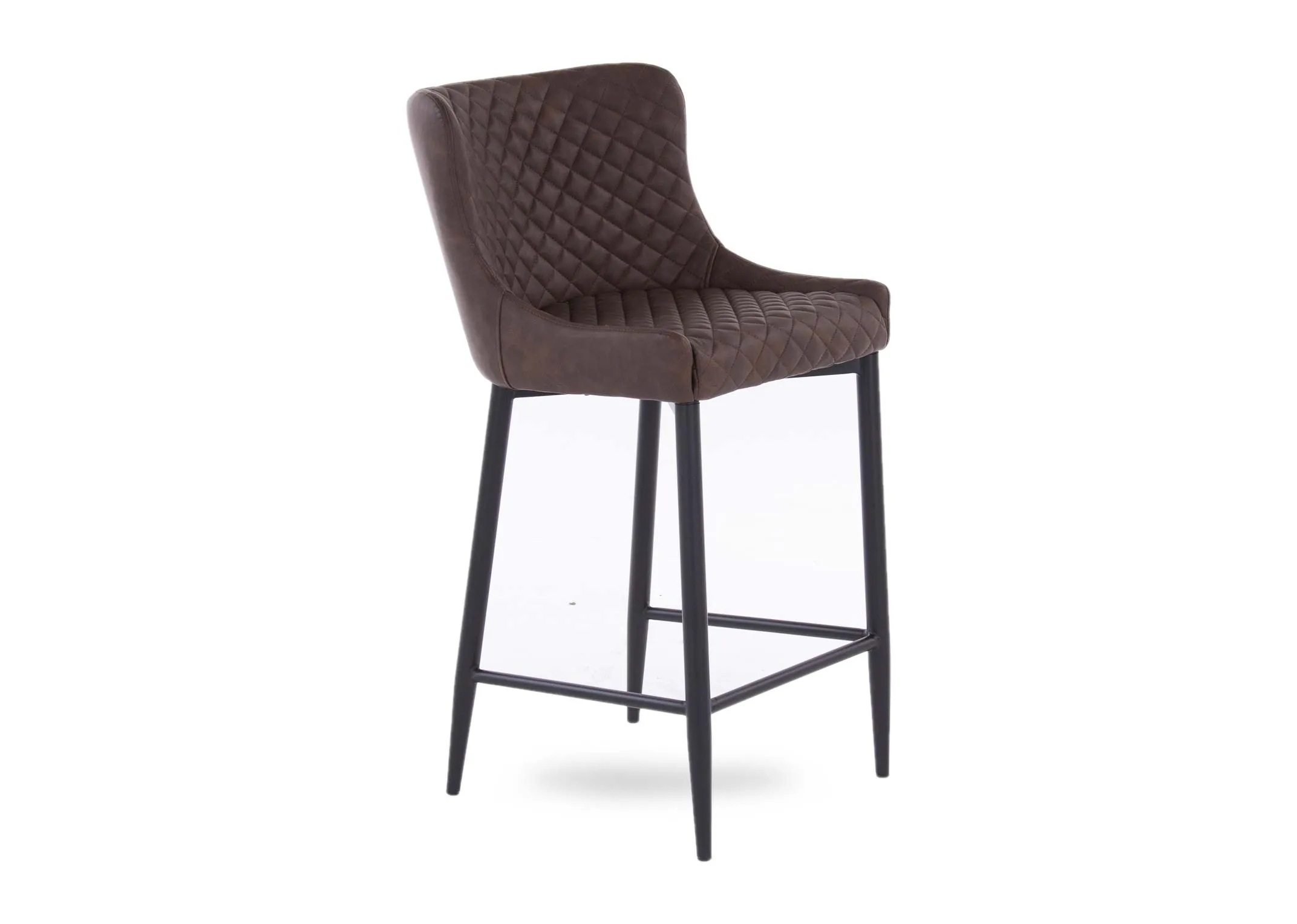 Vintage Brown Faux-Leather Bar Stool (Lower Height) - Ottowa