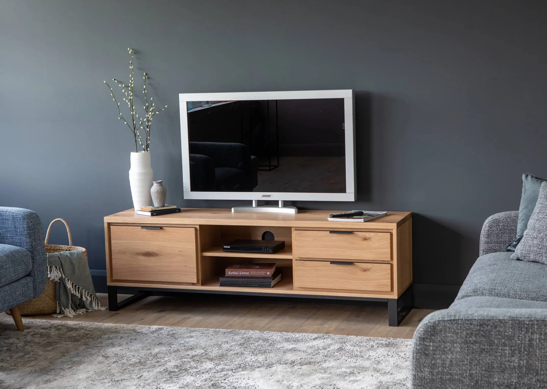 1 Door 2 Drawer Natural Oak TV Unit - Livorno
