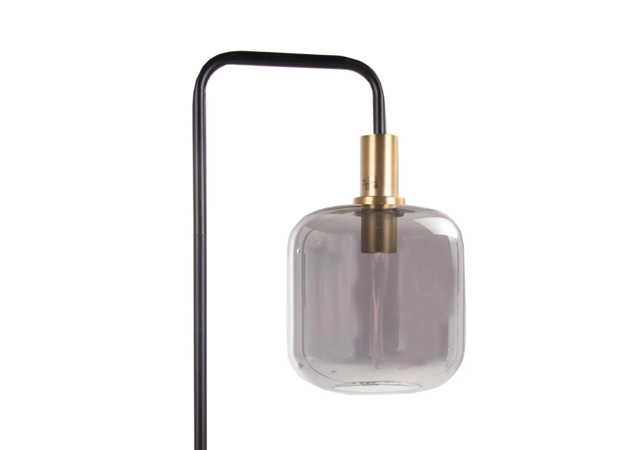 A lifestyle image of the Lekar lamp off beside the Flair silver sofa & woodland stroll