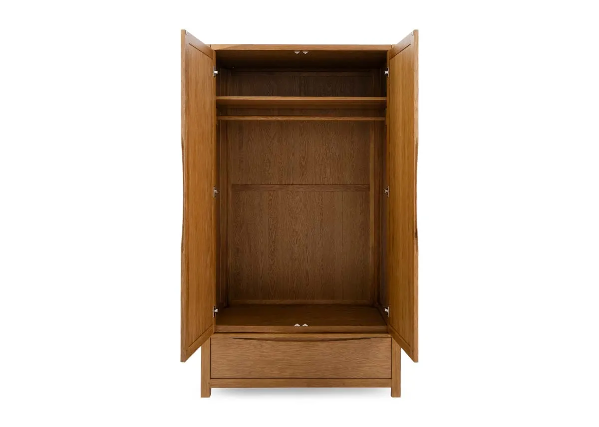 A 2 door oak wardrobe from EZ Livings Iris range.Side view