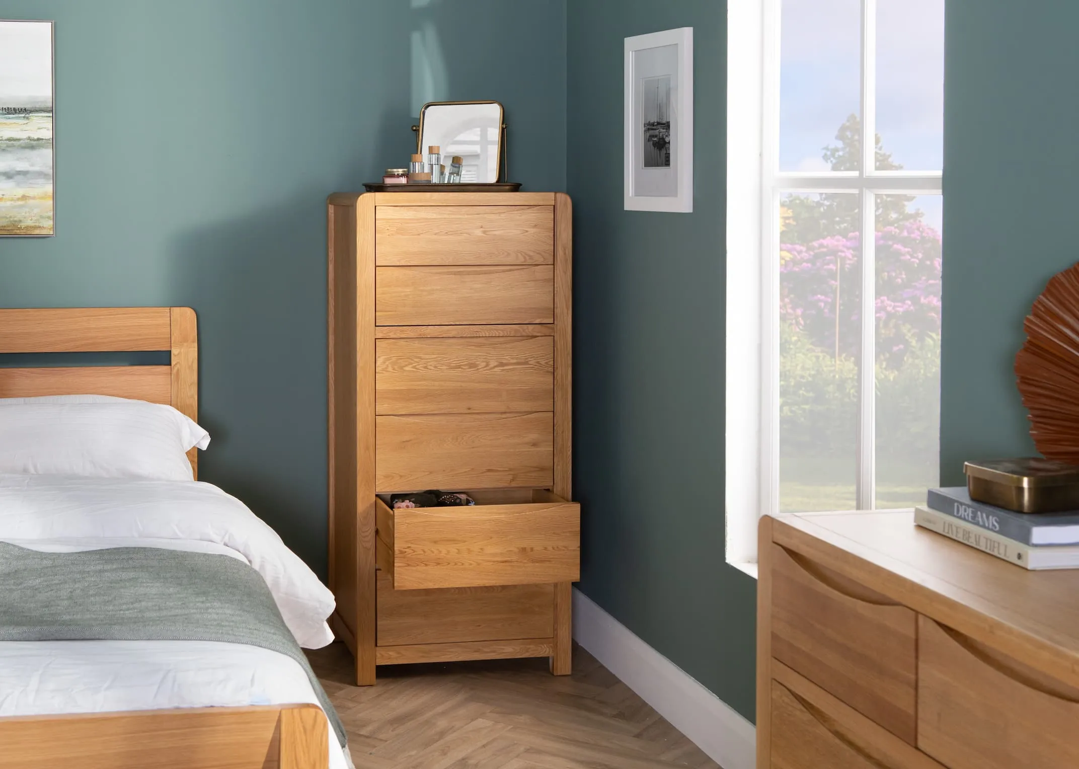 6 Drawer Oak Tallboy - Iris