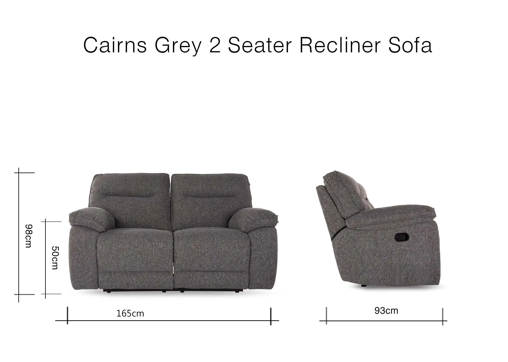 Seater Grey Fabric Reclining Sofa Cairns