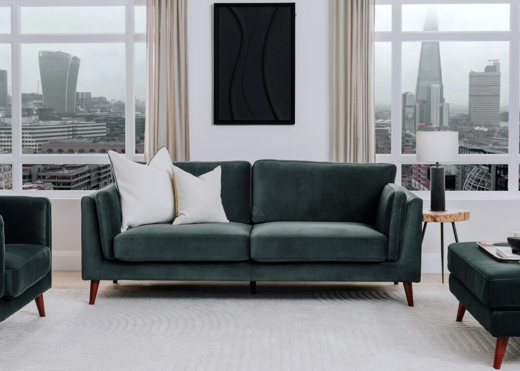 3 Seater Green Velvet Sofa - Bellini