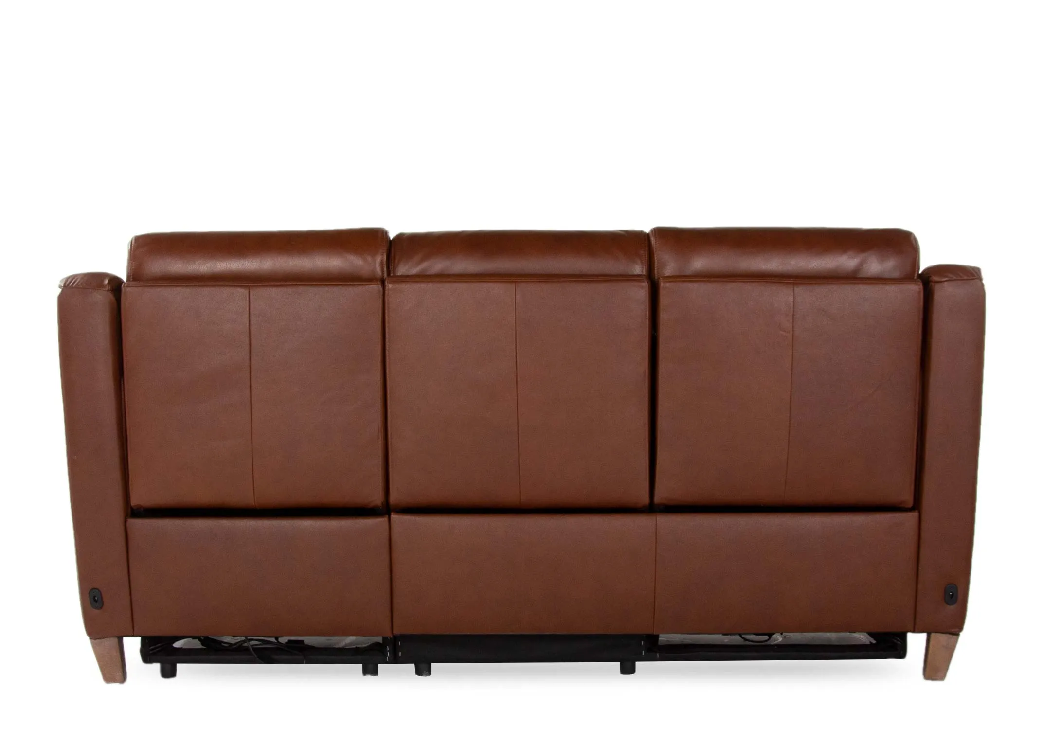 A 3 Seater butterscotch leather sofa from EZ Living Furniture's Vantage range.Back view of 3 seater