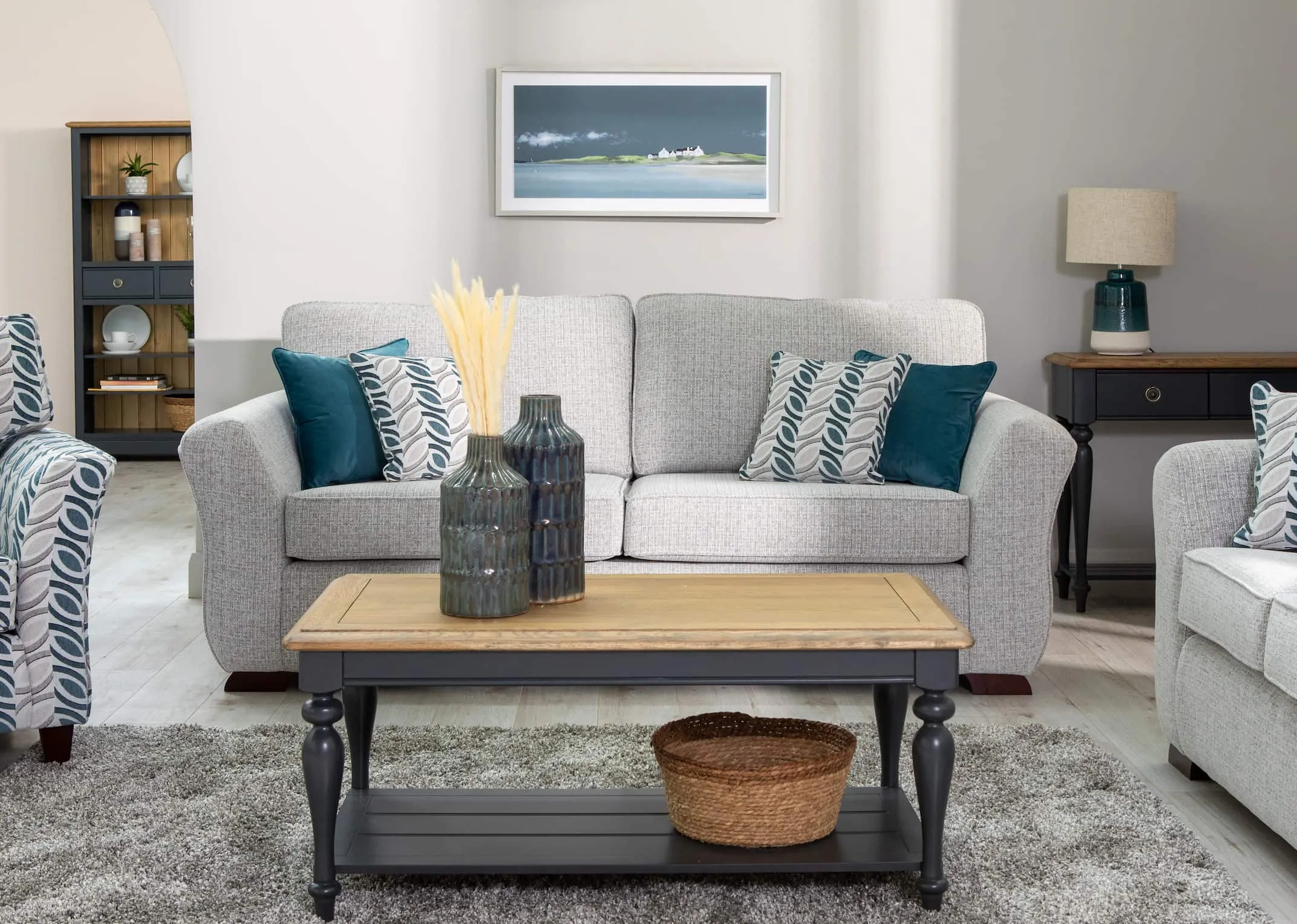 A lifestyle image of the Kilronan sofa range with Toulouse Furniture & True Blue Picture