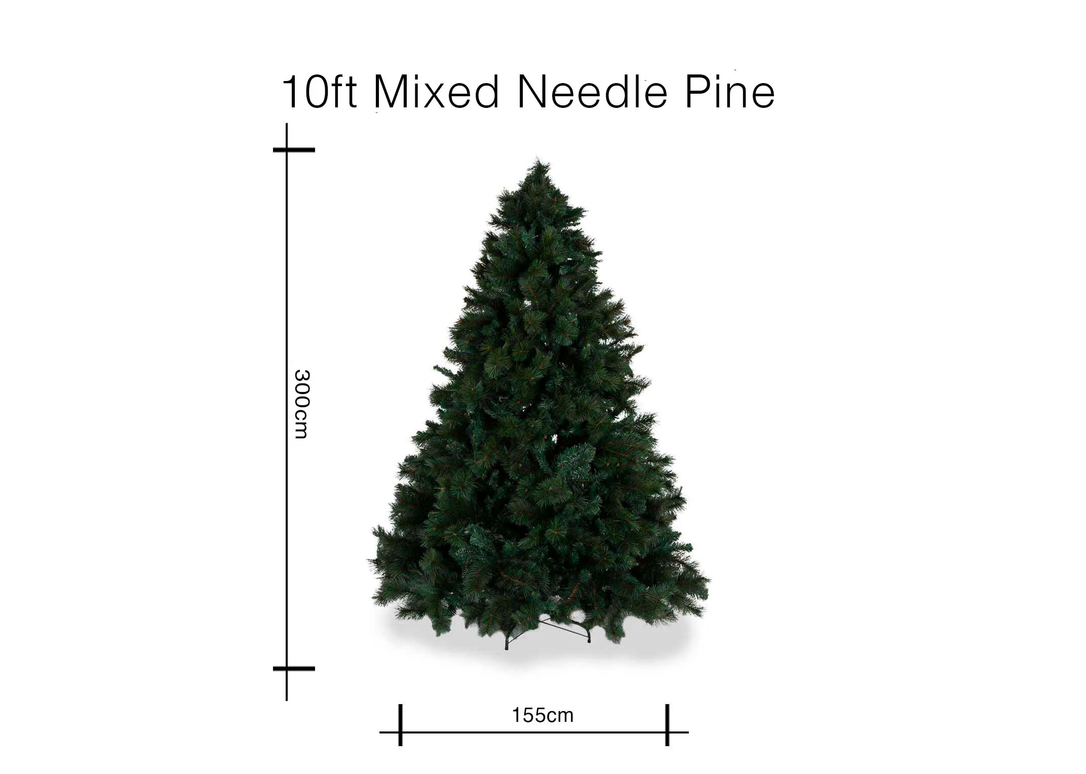 A dimension image of the 10ft Sherwood Mixed Needle Pine with 155cm (Width) x 300cm (Height)