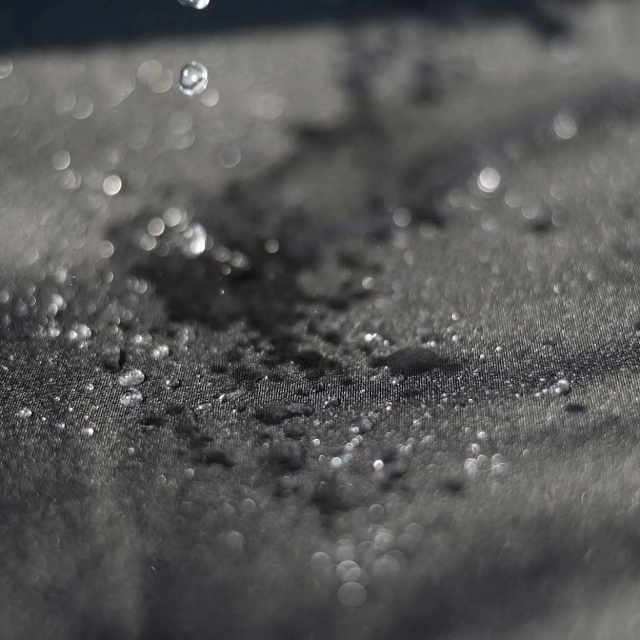 A closeup of the Oxford Weather proof cover for garden sets showing its water proof feature.