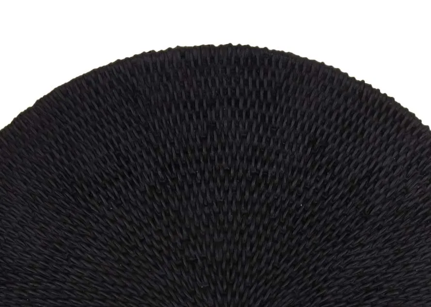 A black wall plate from EZ Living Furniture's Clavinas range. Closeup pf plate embossed detail