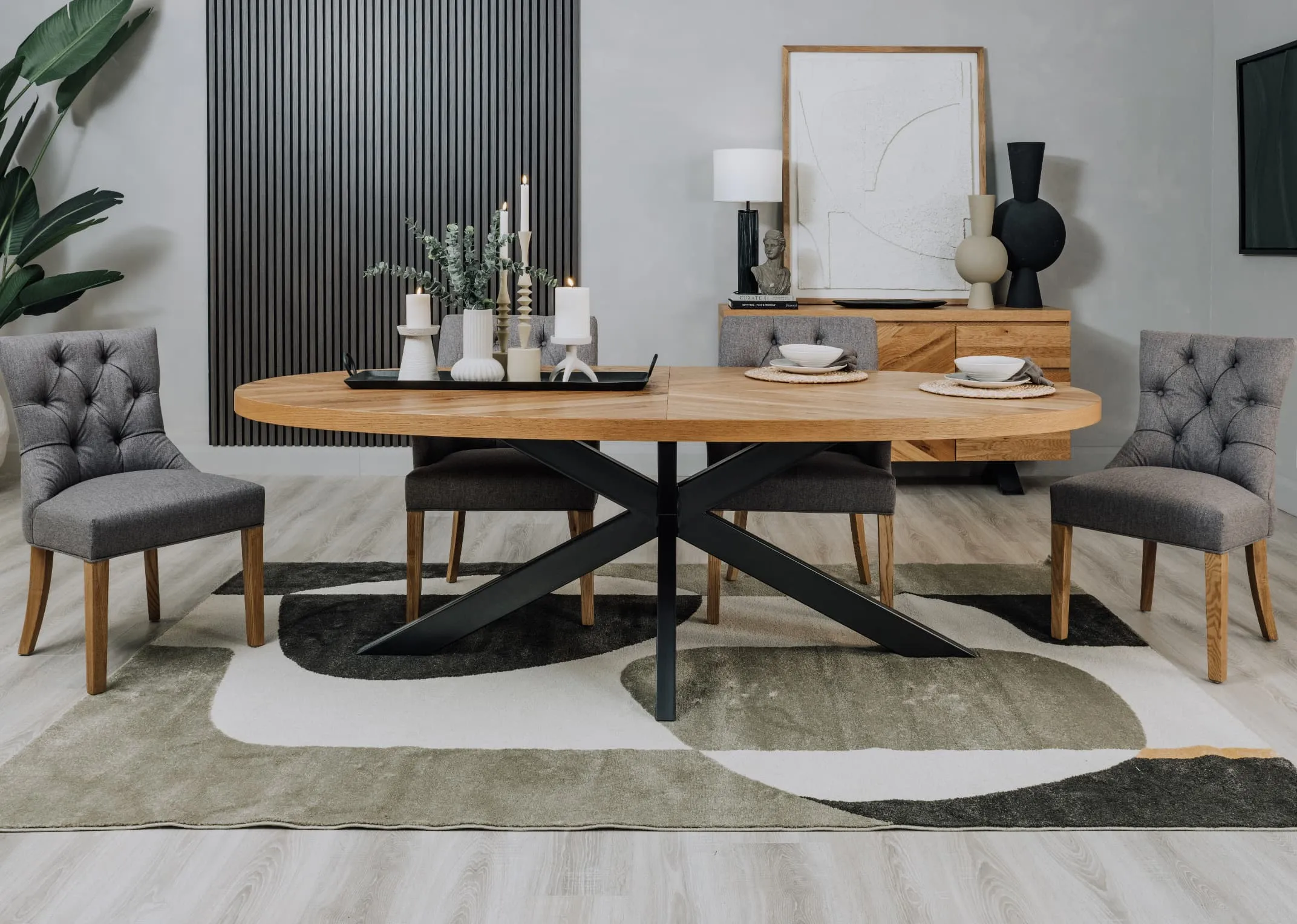 200cm Oval Rustic Oak Dining Table - Ellipse