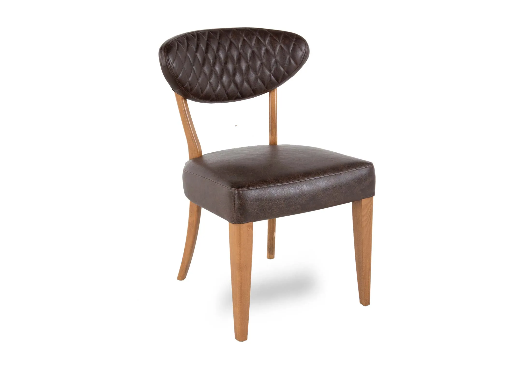 A dimension image of the Margot Oak & Faux Leather chair with 56cm (Width) x 86cm (Height) x 58cm (Depth)