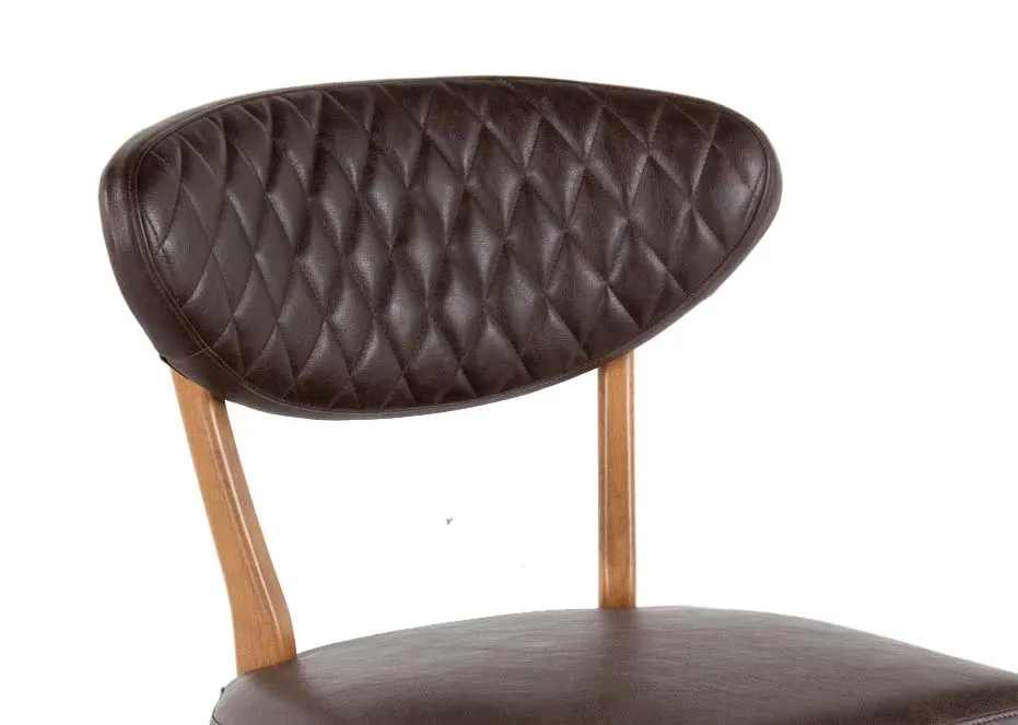 A dimension image of the Margot Oak & Faux Leather chair with 56cm (Width) x 86cm (Height) x 58cm (Depth)