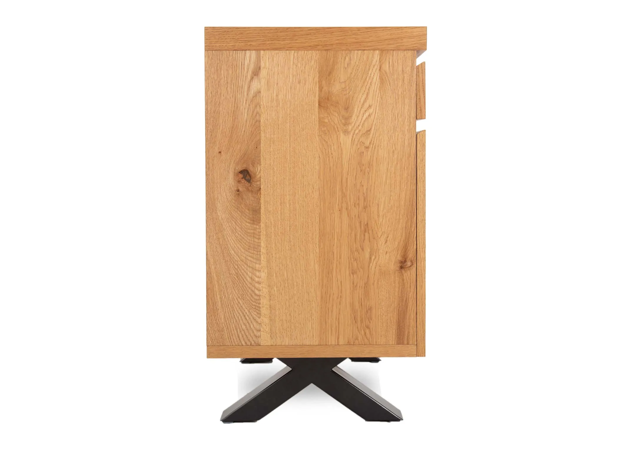 A rustic oak 2 door sideboard from EZ Living Furniture's Ellipse range.Side view of sideboard