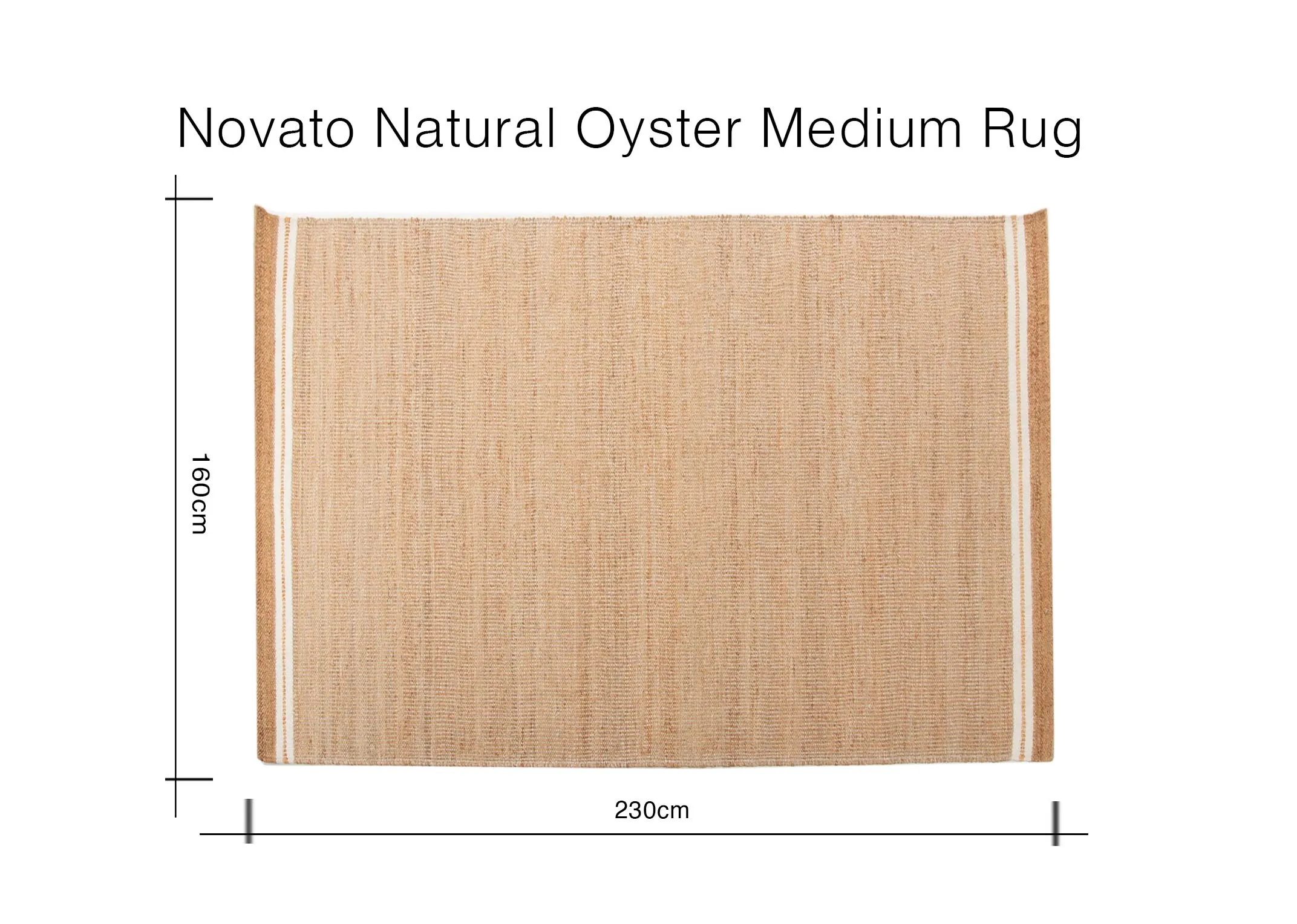 A dimension image of the Novato Natural Medium Rug with 230cm (Width)