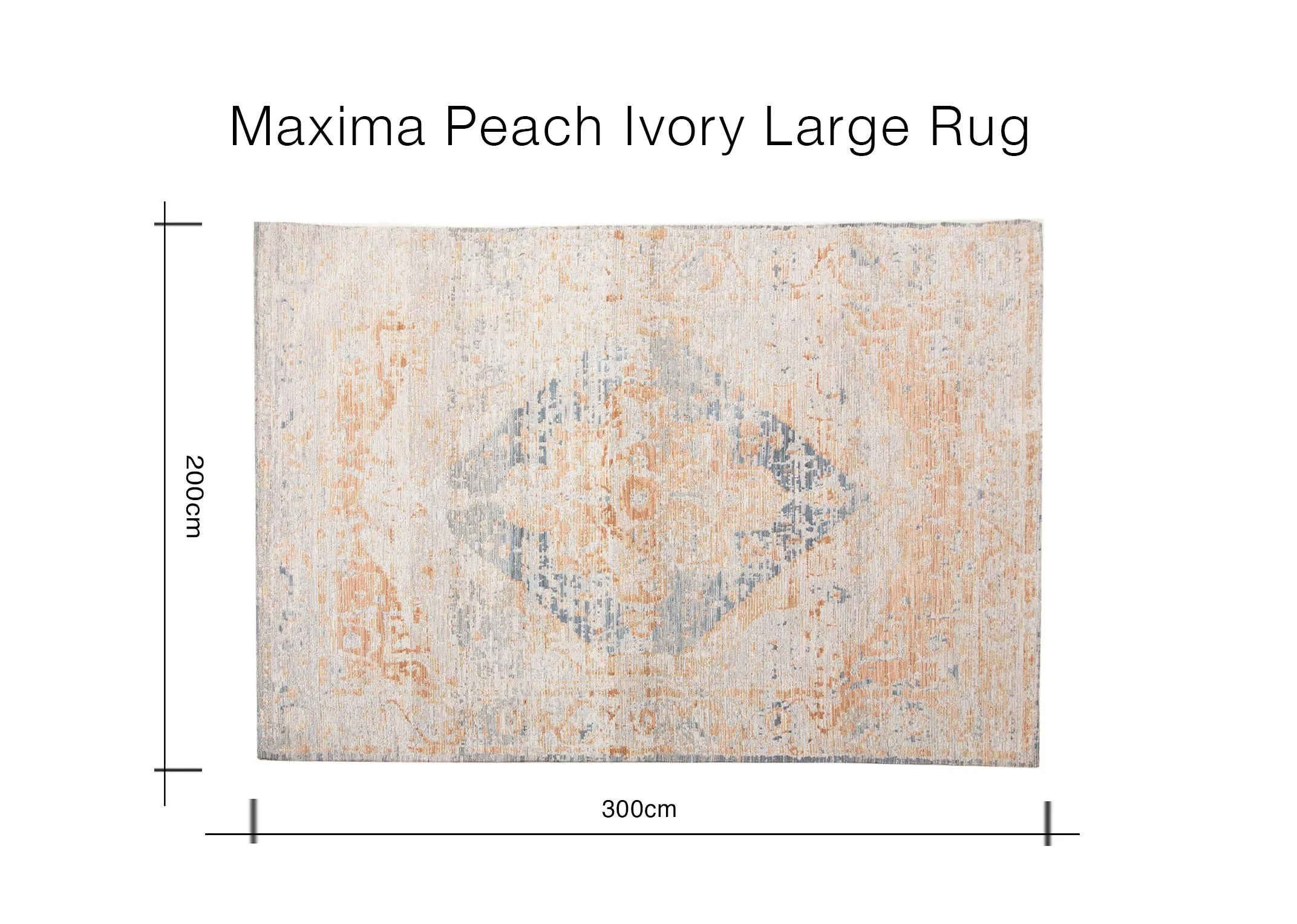 A dimension image of the Maxima Large Rug with 300cm x 200cm