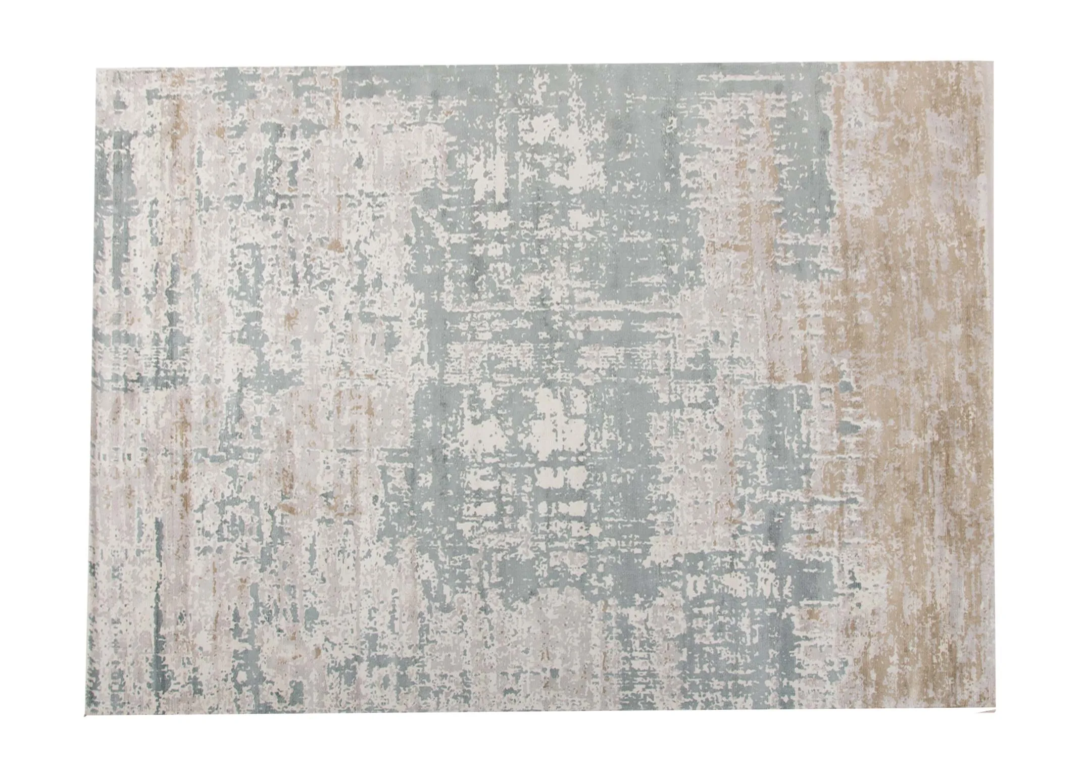 An ivory grey distressed medium rug from EZ Living's Modesto range. Horizontal view of rug