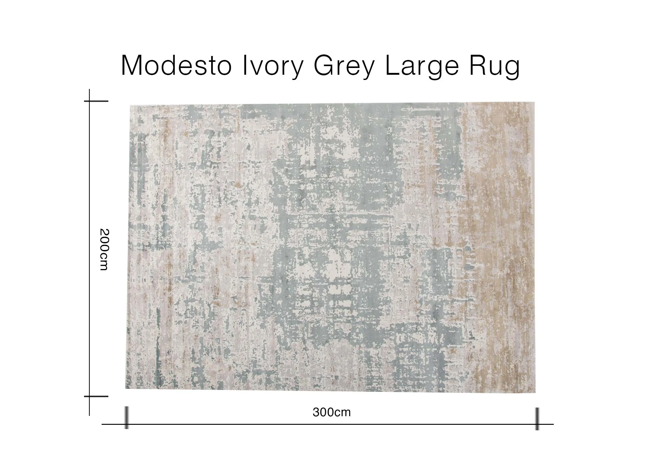 A dimension image of the Large Modesto rug with 300cm x 200cm
