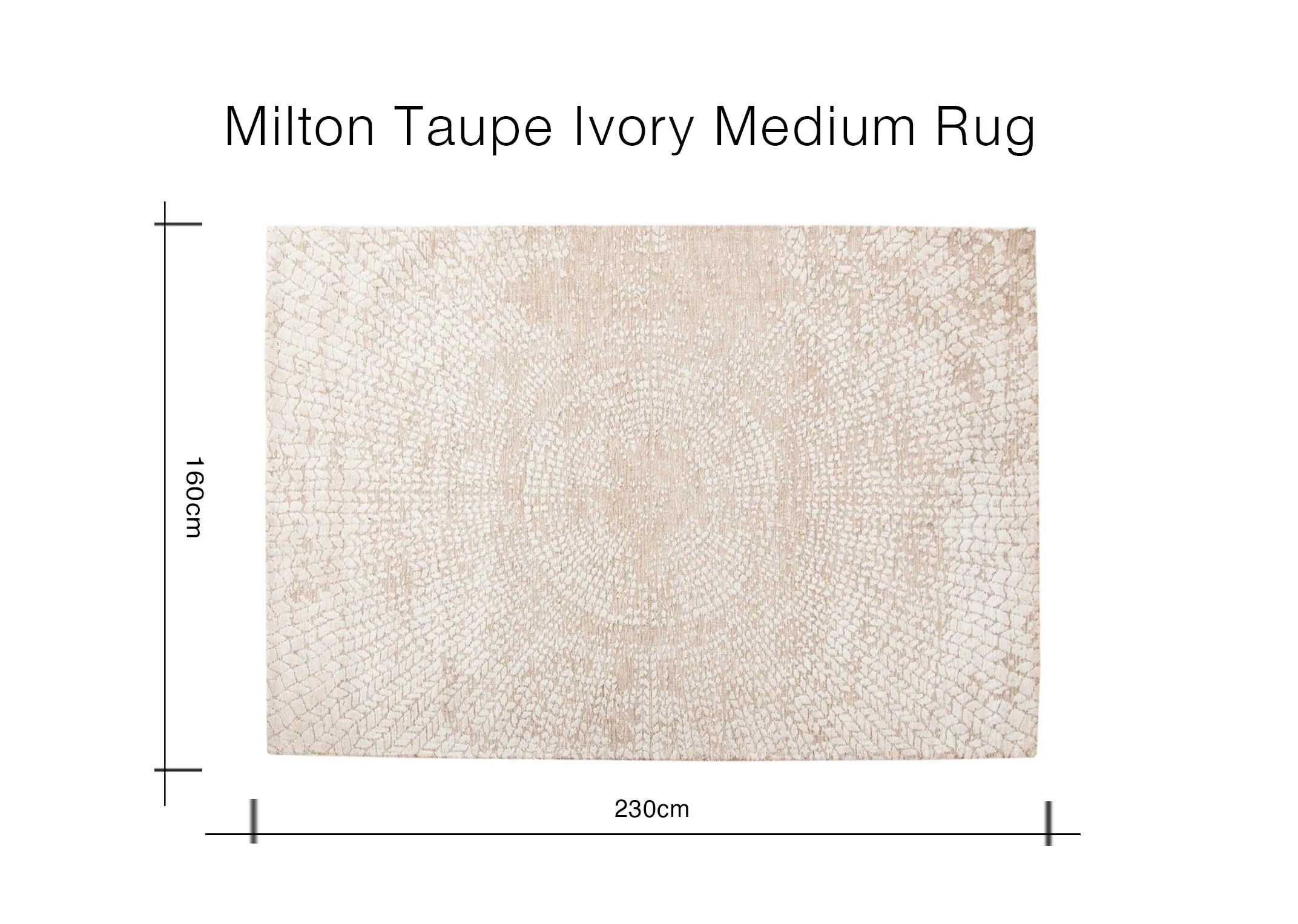 A medium ivory & taupe textured rug from EZ Living Furniture's Milton range. Closeup pf pattern