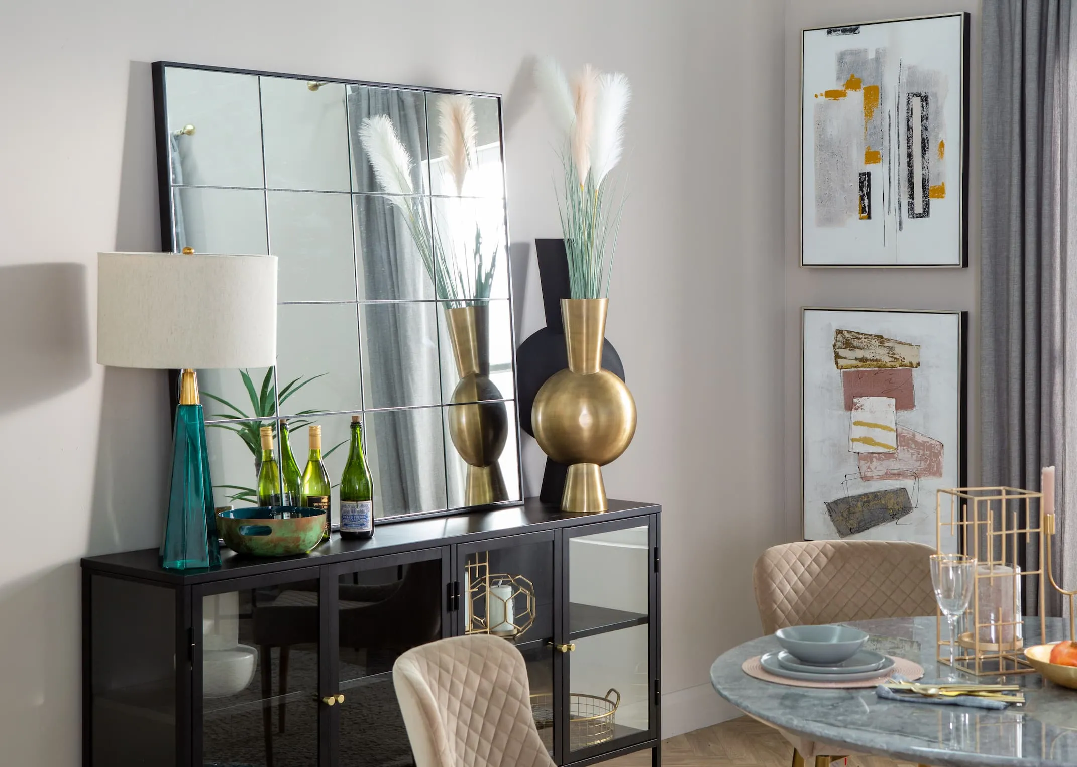 120cm x 120cm Black Frame Window Mirror - Farley