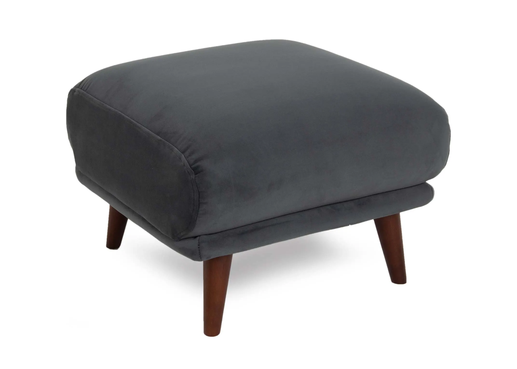 Small Dark Grey Velvet Footstool - Girona