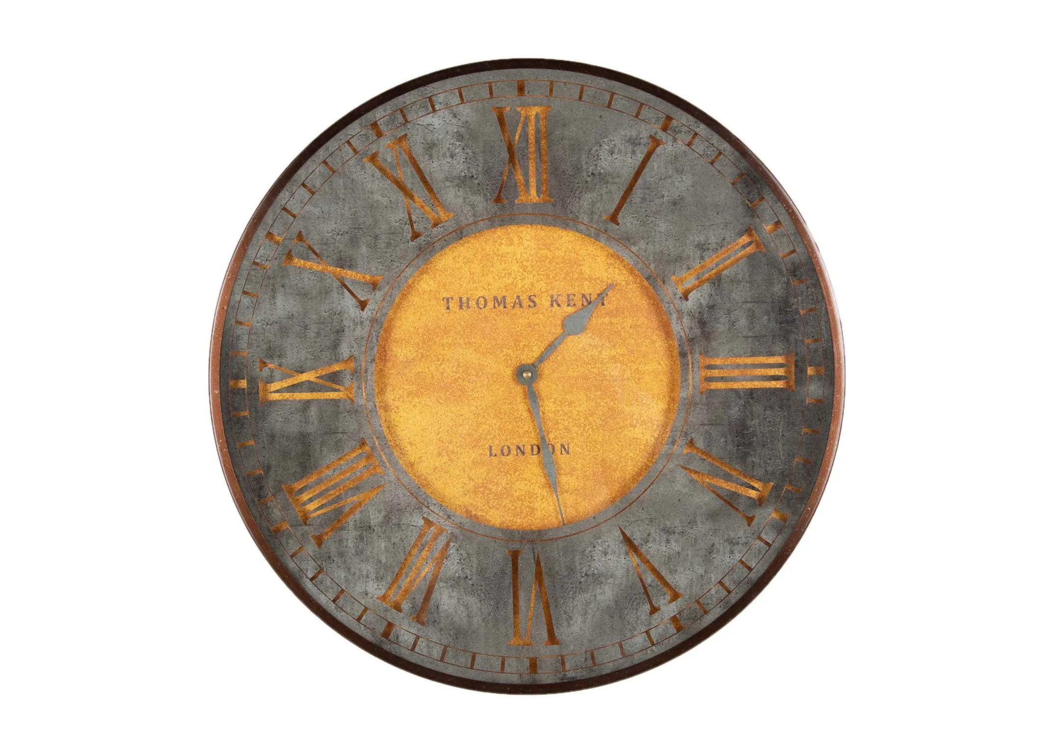 A large round bronze & gold clock with a vintage numerical marking from EZ Living's Florentine range. Front view