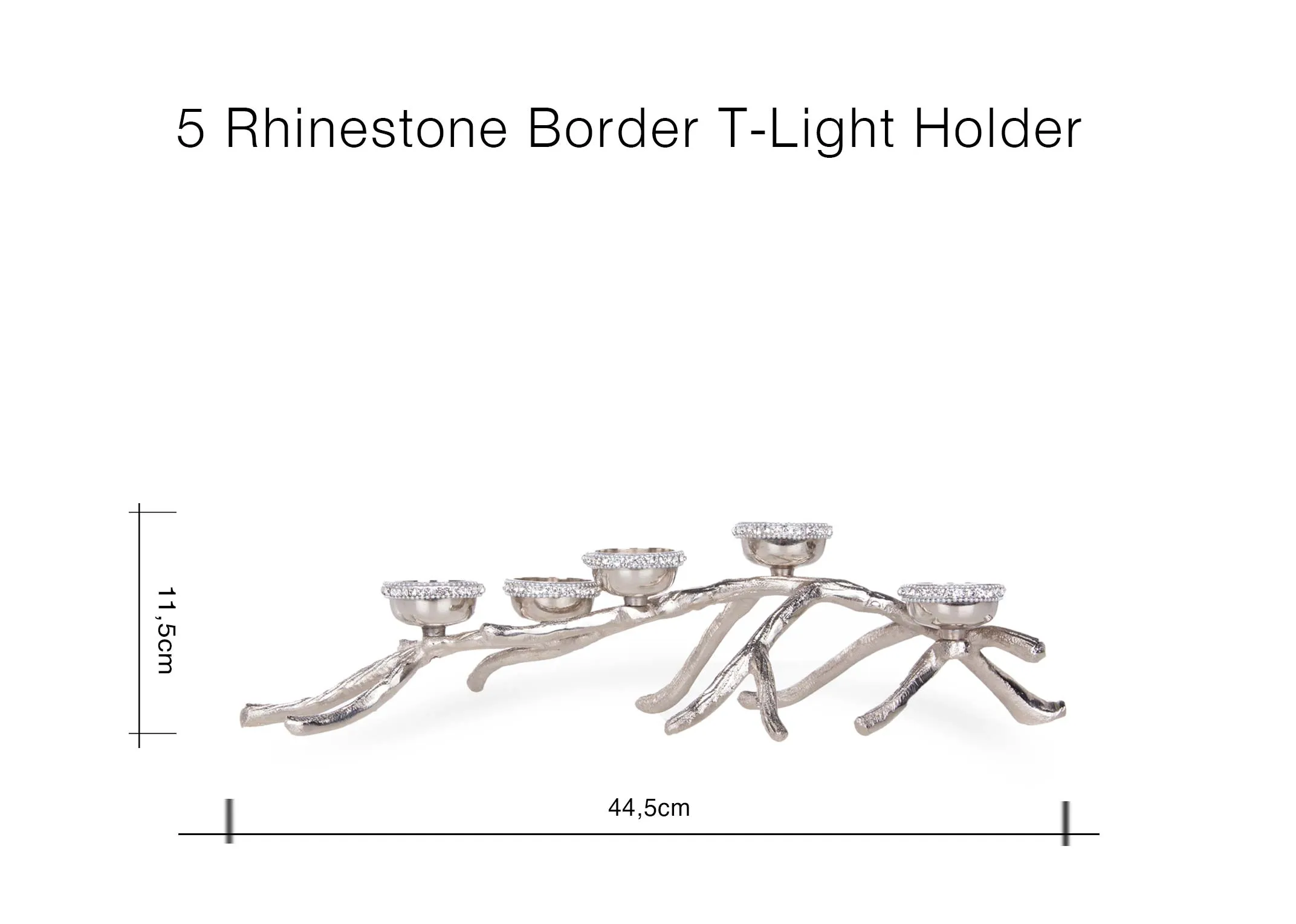 A dimension image of the 5 Rhinestone Border t lights with 44.5cm (Width) x 11.5cm (Height)