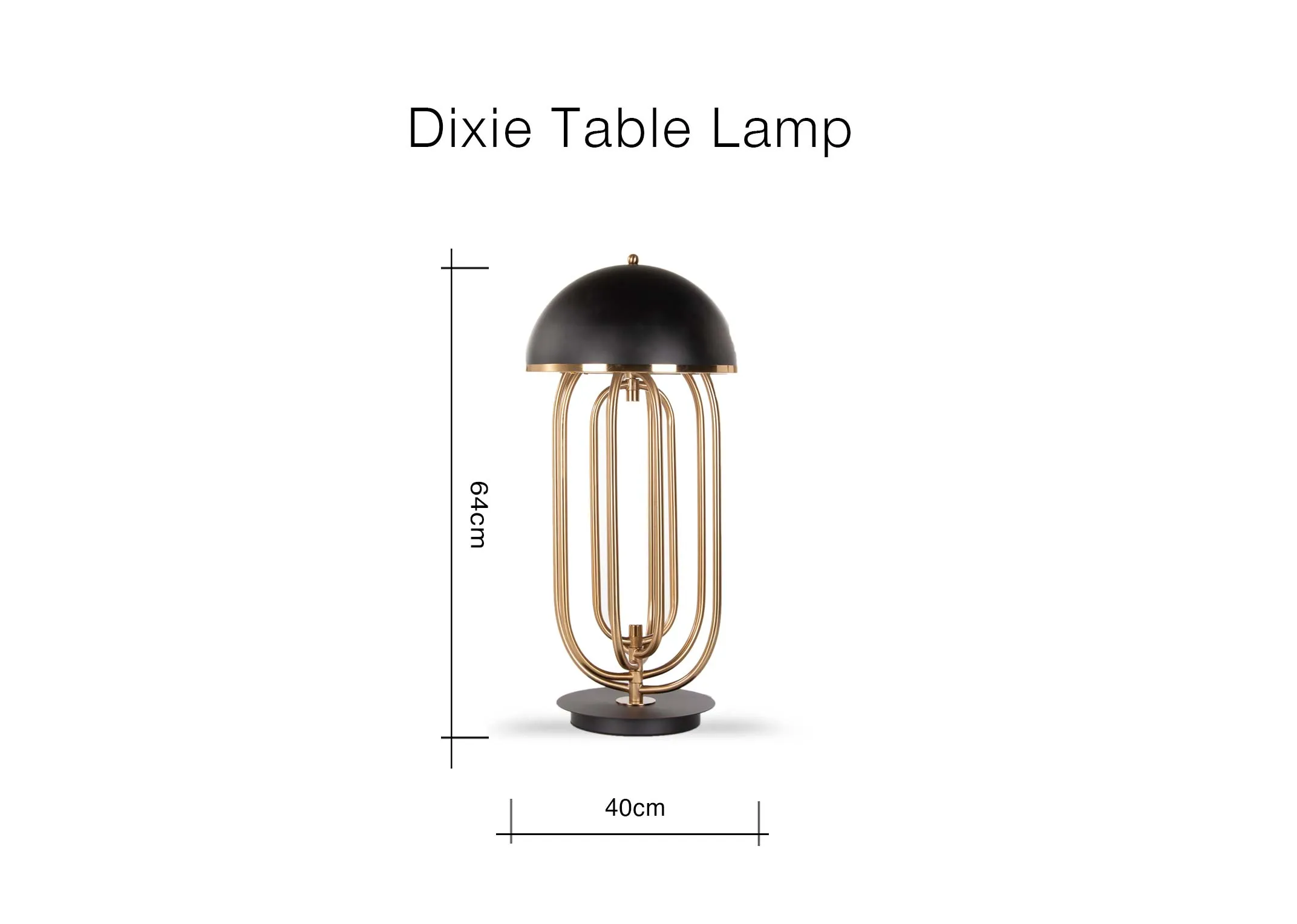 A dimension image of the Dixie Table lamp with 40cm x 64cm