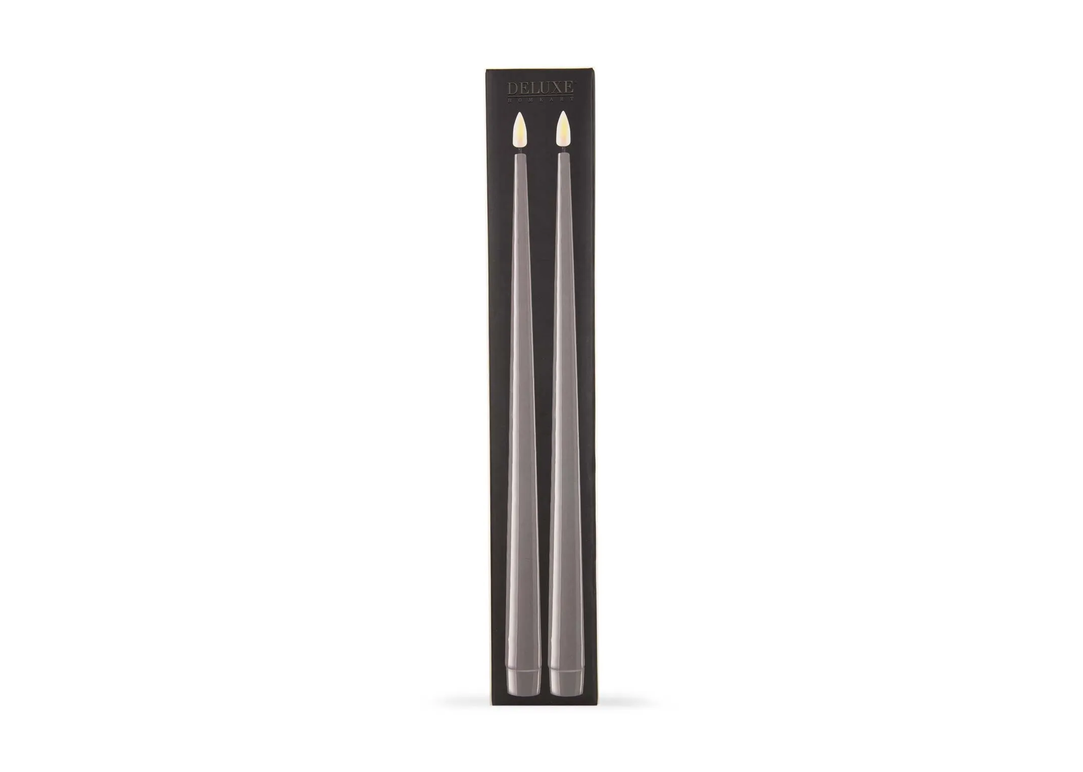 A dimension image for the LED Set of Grey dinner candles with 2.2cm x 38cm