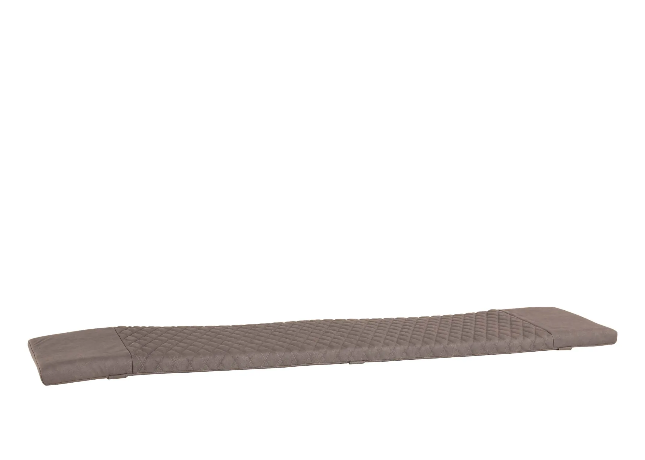 A grey pu fabric seat pad from EZ Livings Lucca range. Angled view of thick seat pad top