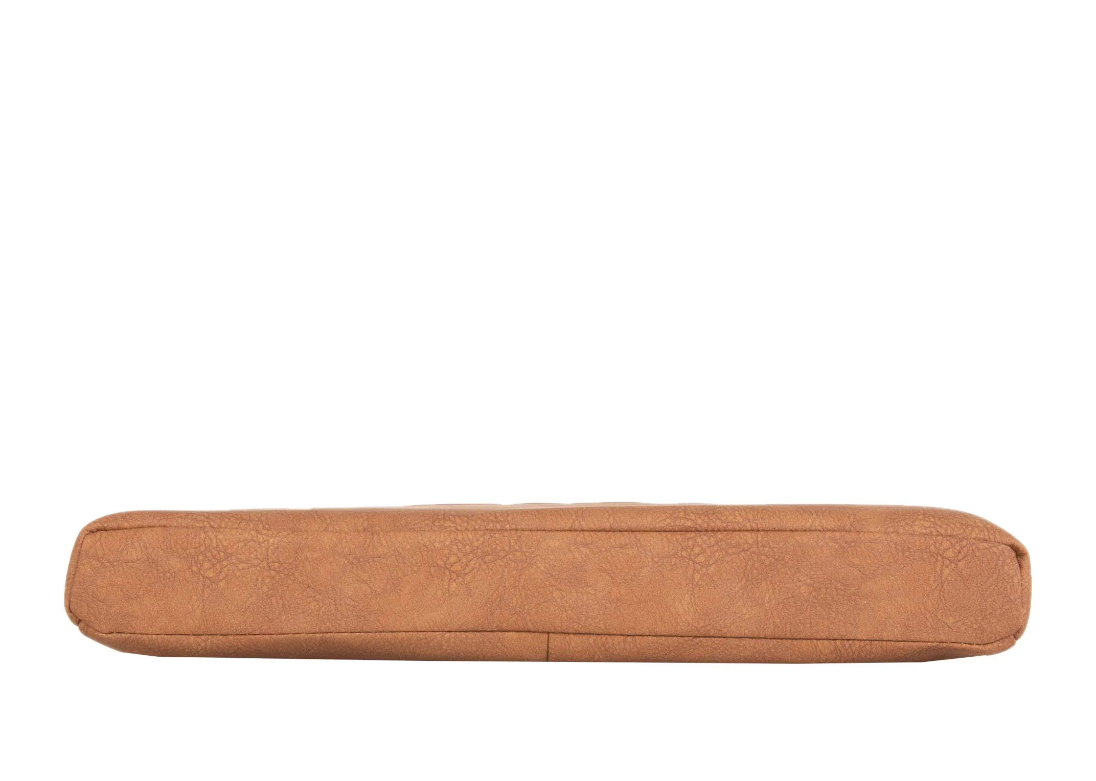 A tan pu fabric seat pad from EZ Livings Lucca range. Side view of cushioned seat
