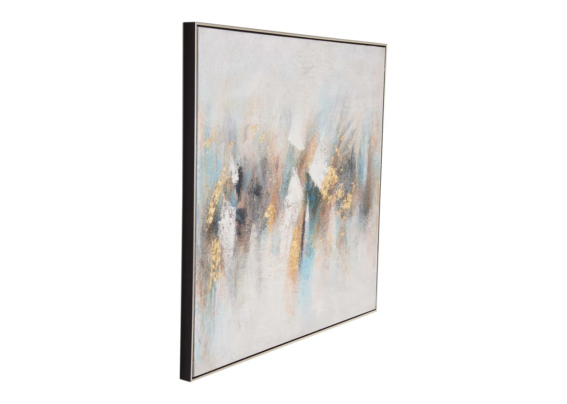 gold and white abstract stroke print from EZ Living's Abstract wall art range. Closeup pf paint stroke/colors