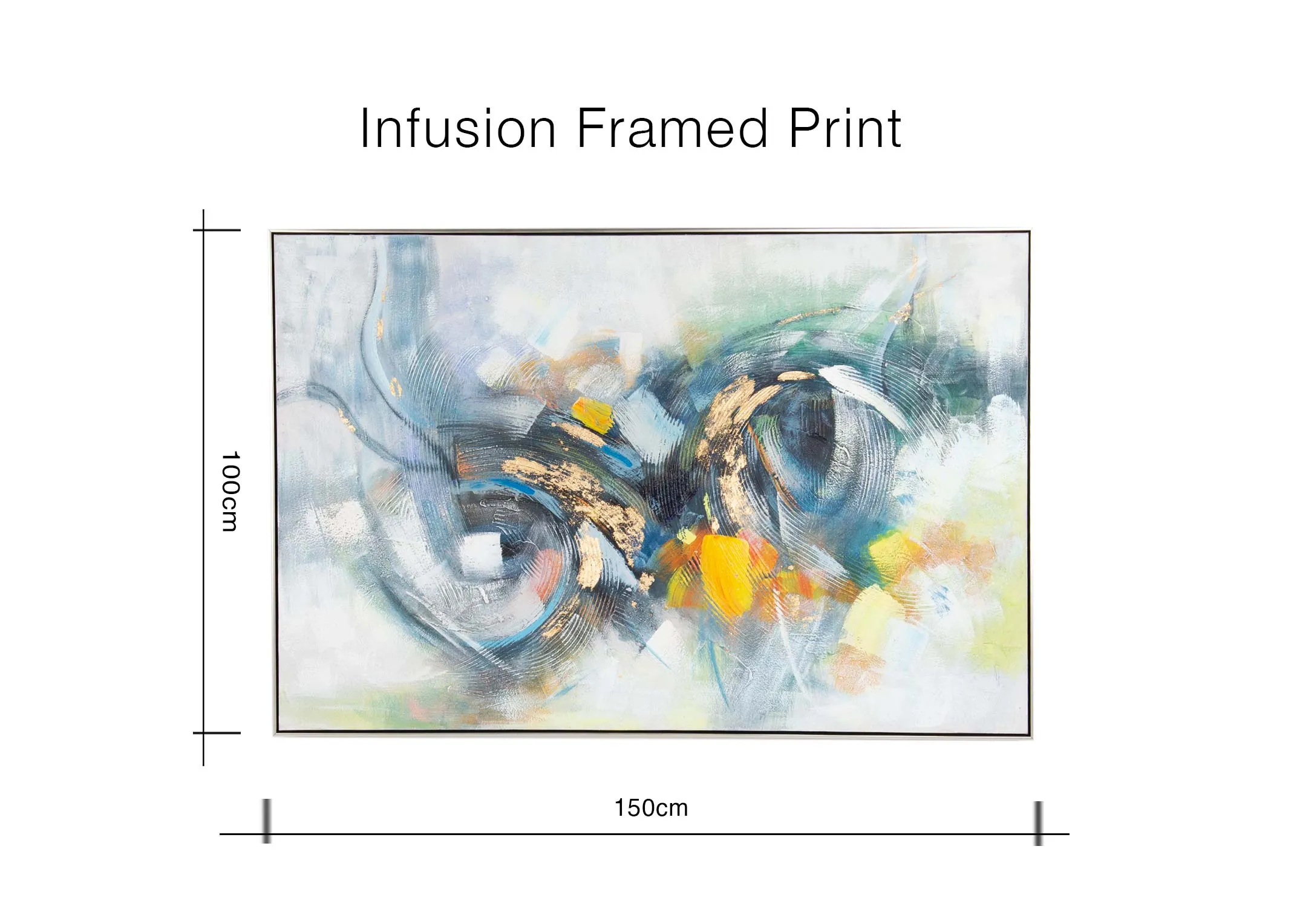 A dimension image of the Infusion Framed print with 150cm x 100cm