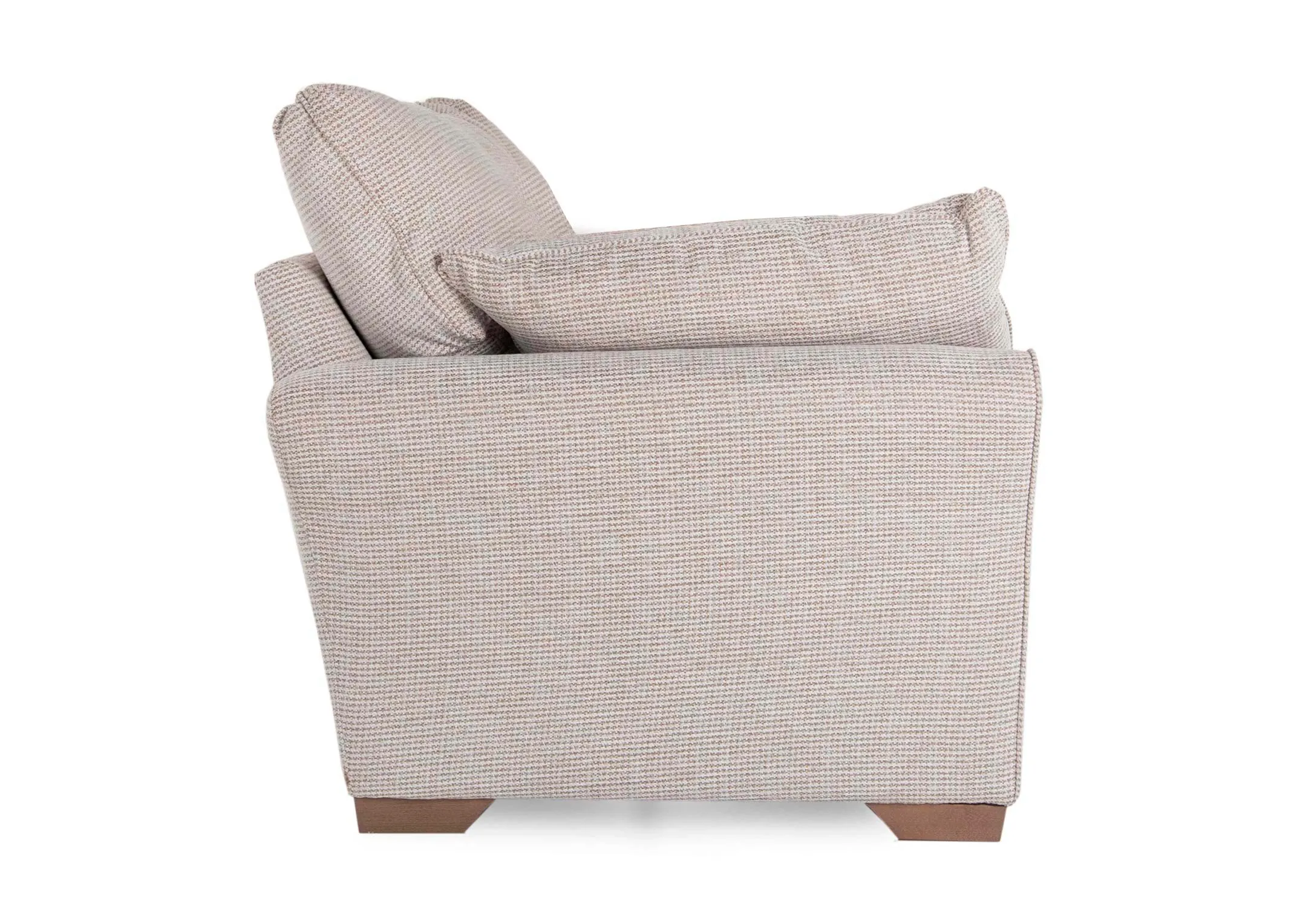 A 3 seater beige accent fabric sofa from EZ Living Furnitures Strata range.Back view of warrantied frame.