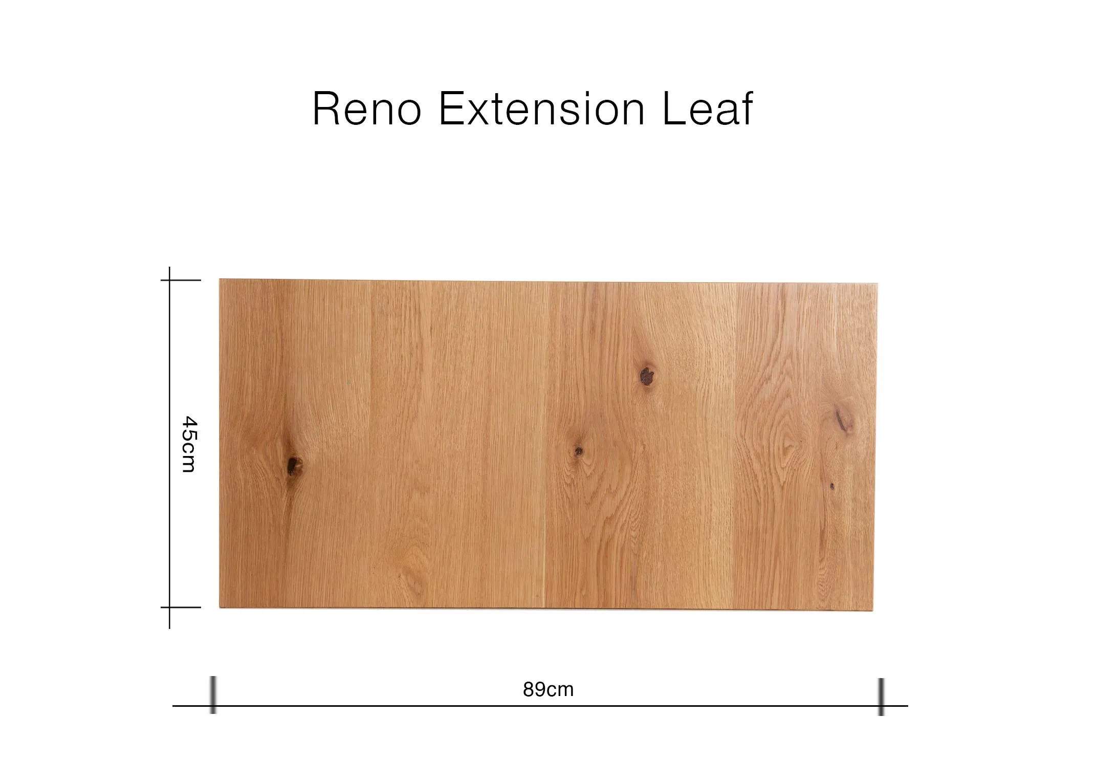 A dimension image of the Reno Extension Leaf with 89cm x 45cm