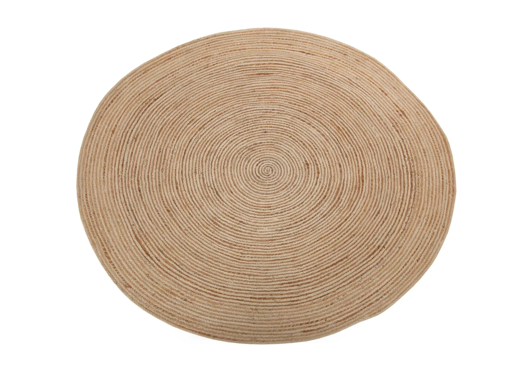 A round woven jute rug from EZ Living Furnitures Natural range.