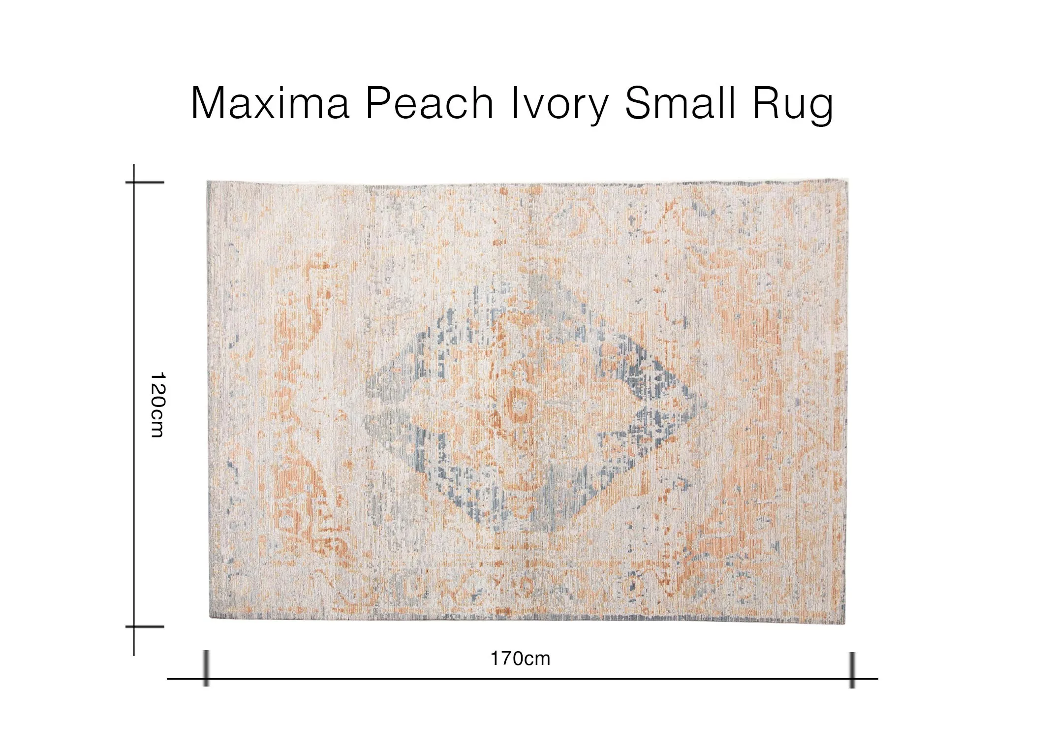 A dimension image of the Maxima Small Rug with 170cm x 120cm