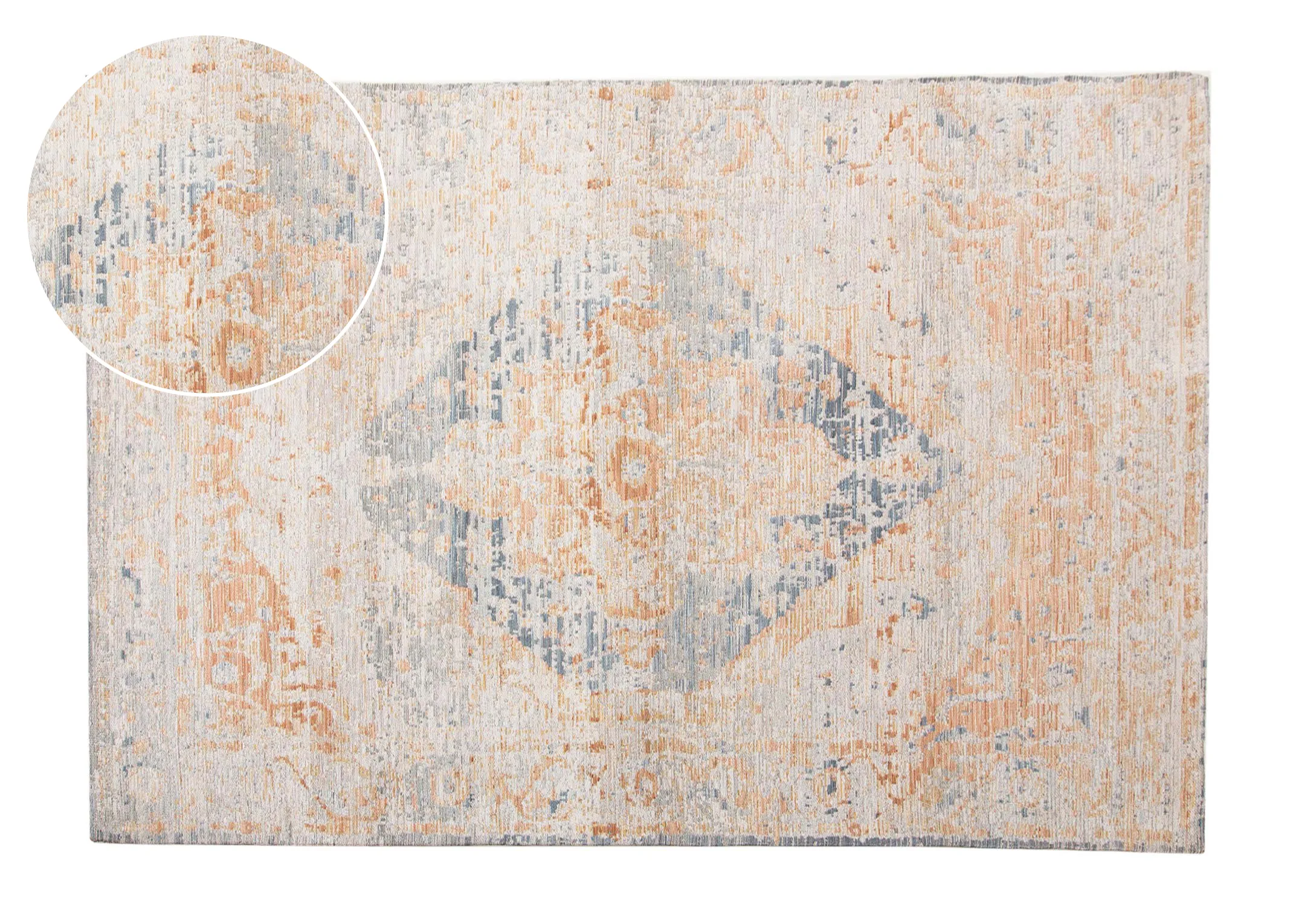 Peach & Grey Print 120cm x 170cm Small Rug - Maxima