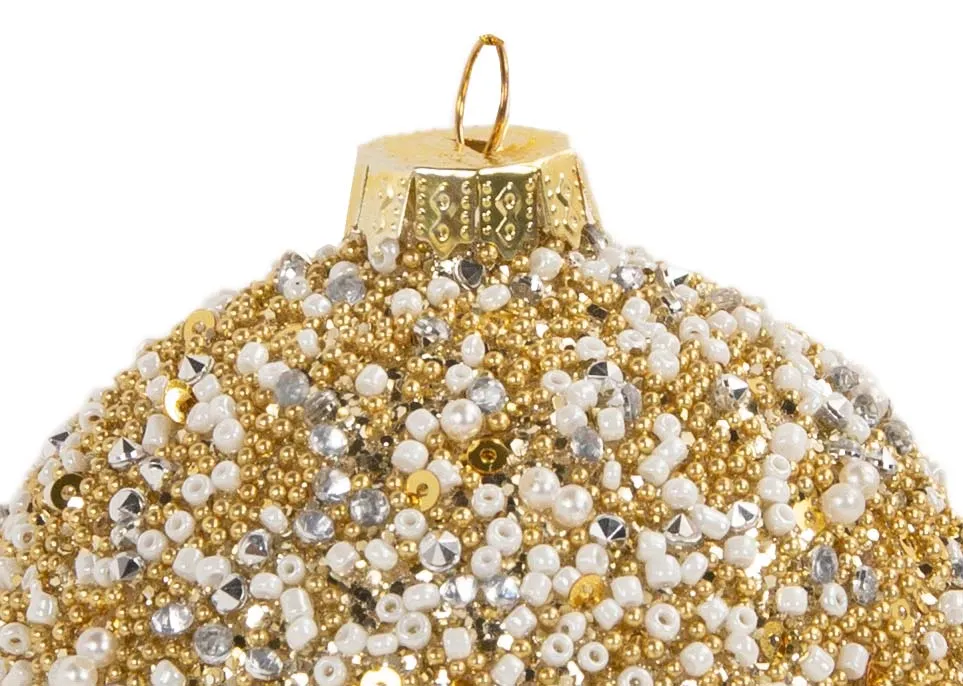 A dimension image of the Gold Round Sparkle Bauble with 10cm x 12cm