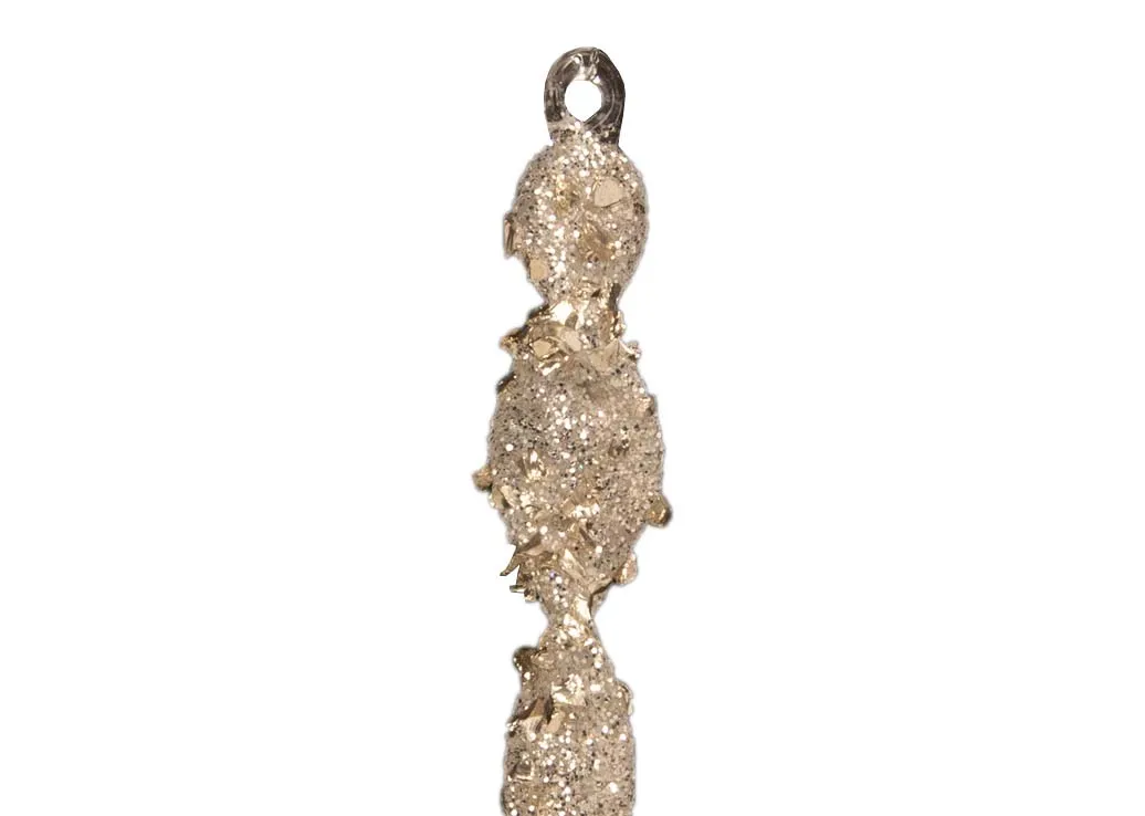 A dimension image of the Silver Glitter Icicle with 1.5cm x 15cm