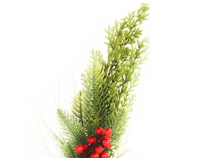 berry & pine garland and pick and Bali sofa
