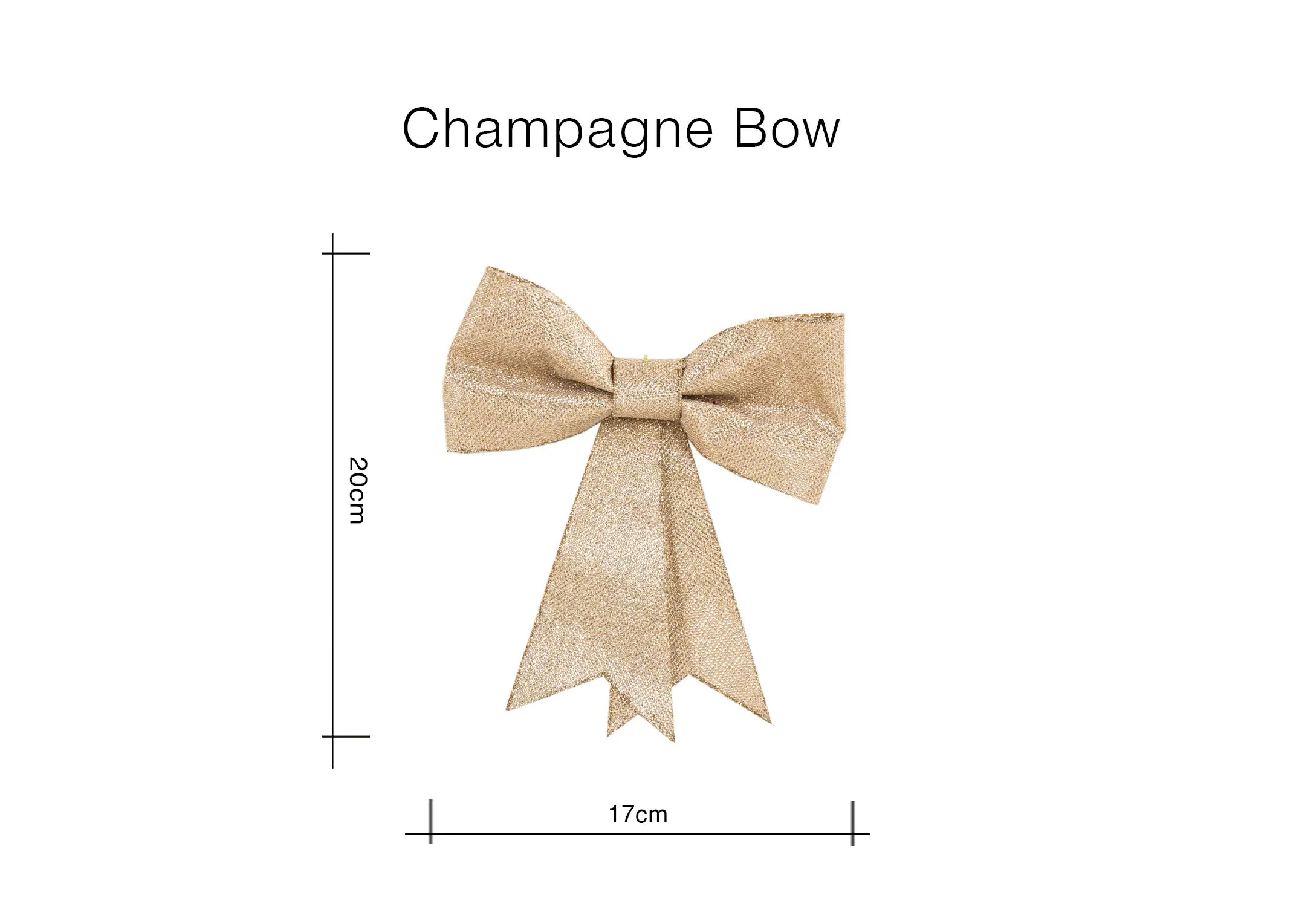 A dimension image of the Champagne Sparkle Bow with 20cm x 26cm