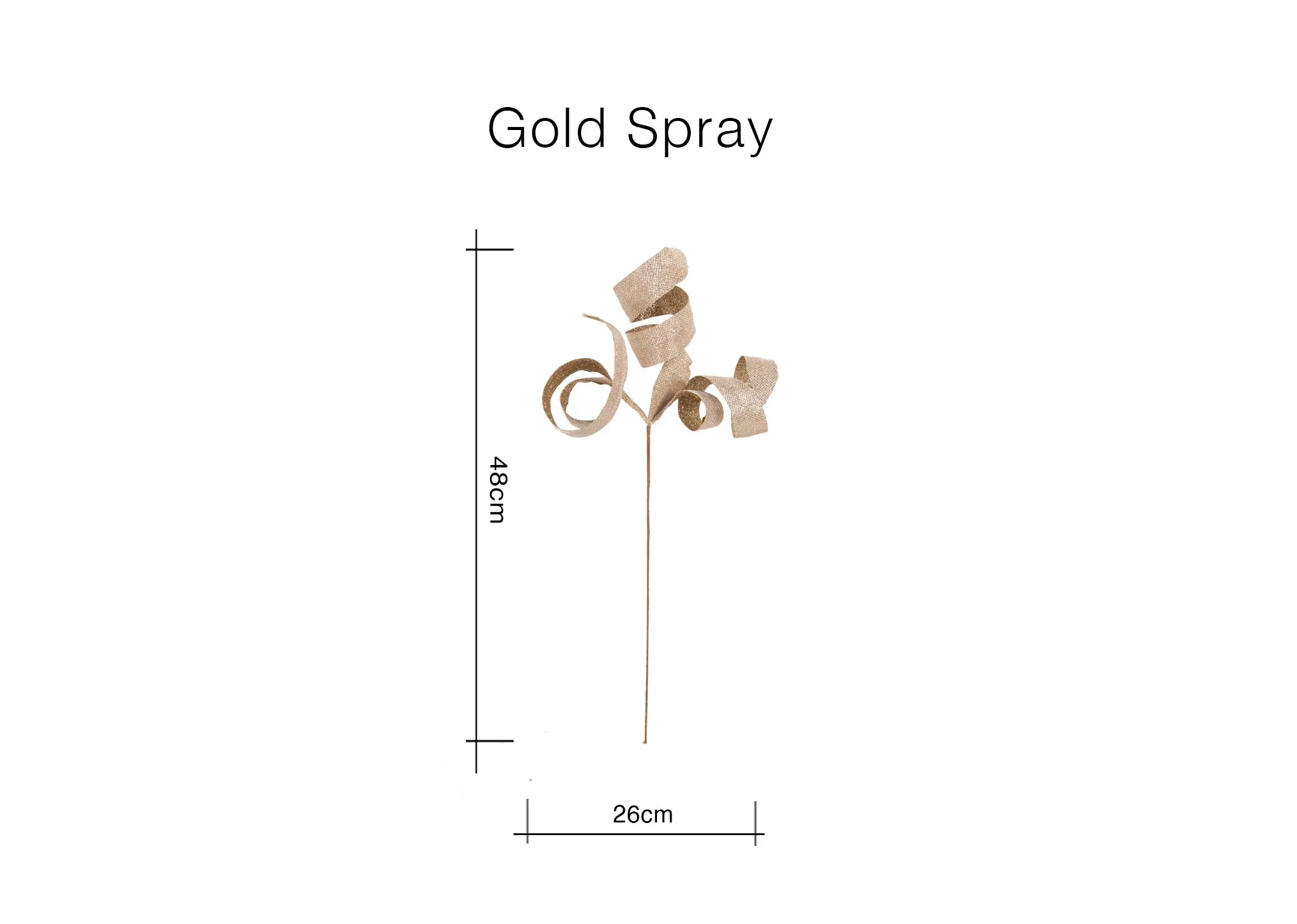 A dimension image of the Gold Spray 48cm x 26cm