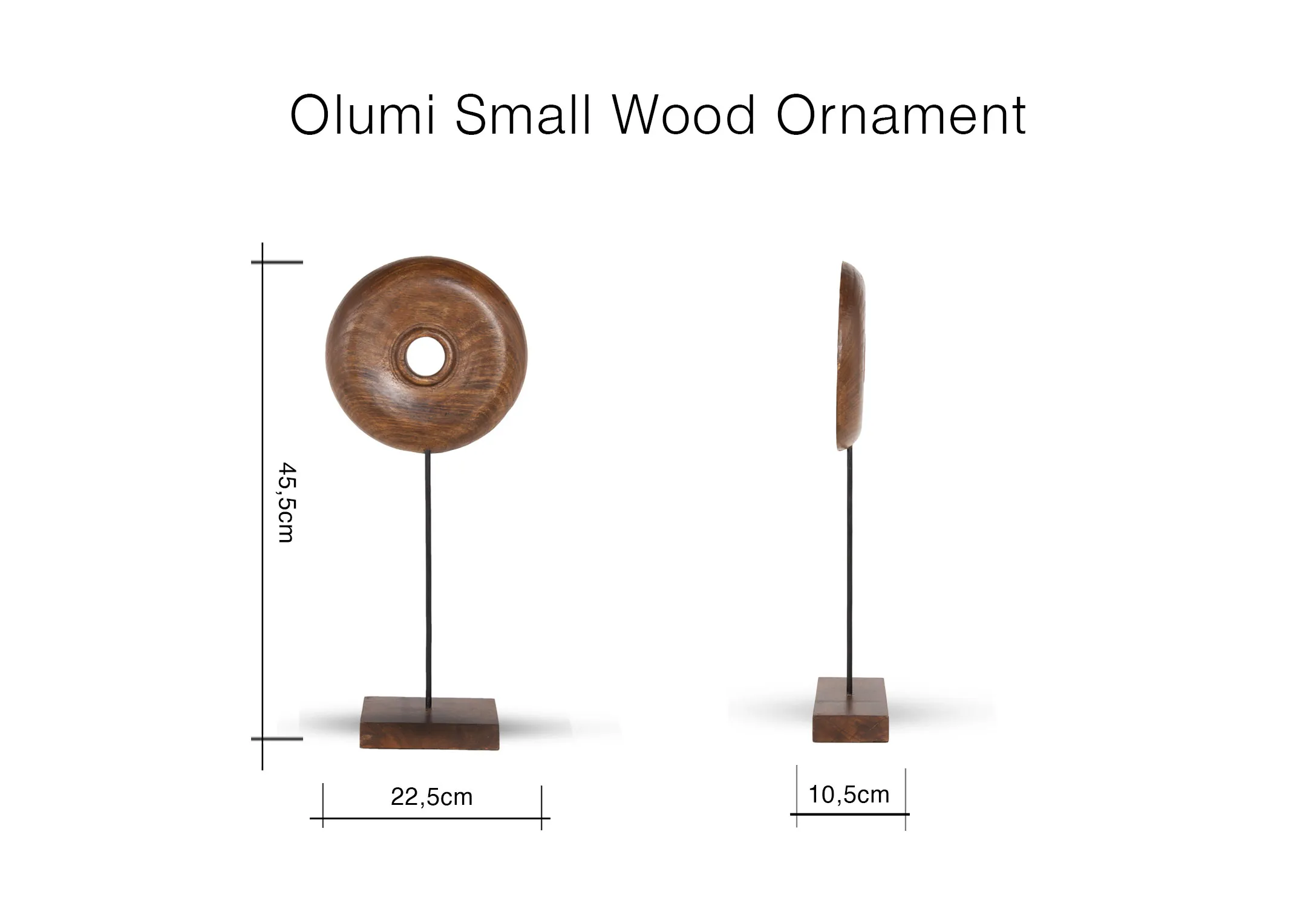 A dimension image of the Olumi Small Ornament with 22.5cm x 10.5cm x 45.5cm