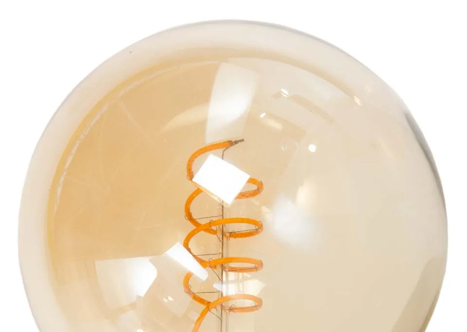 A front view of a Globe 4W LED Bulb from EZ Living Furniture's Vintage bulb range. Closeup of element