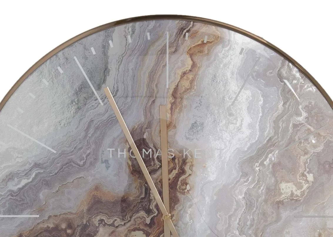 A bronze trim wall clock with grey marble-effect face from EZ Livings Oyster range.