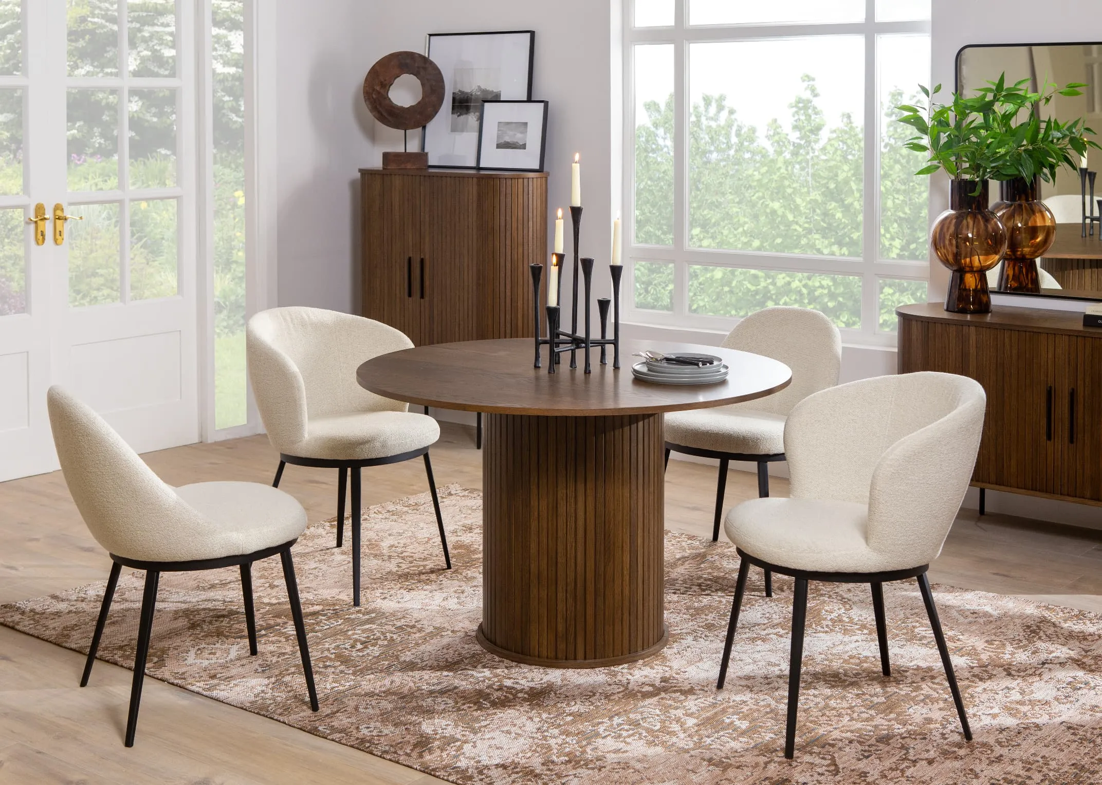 120cm Smoked Oak Round Dining Table - Nola